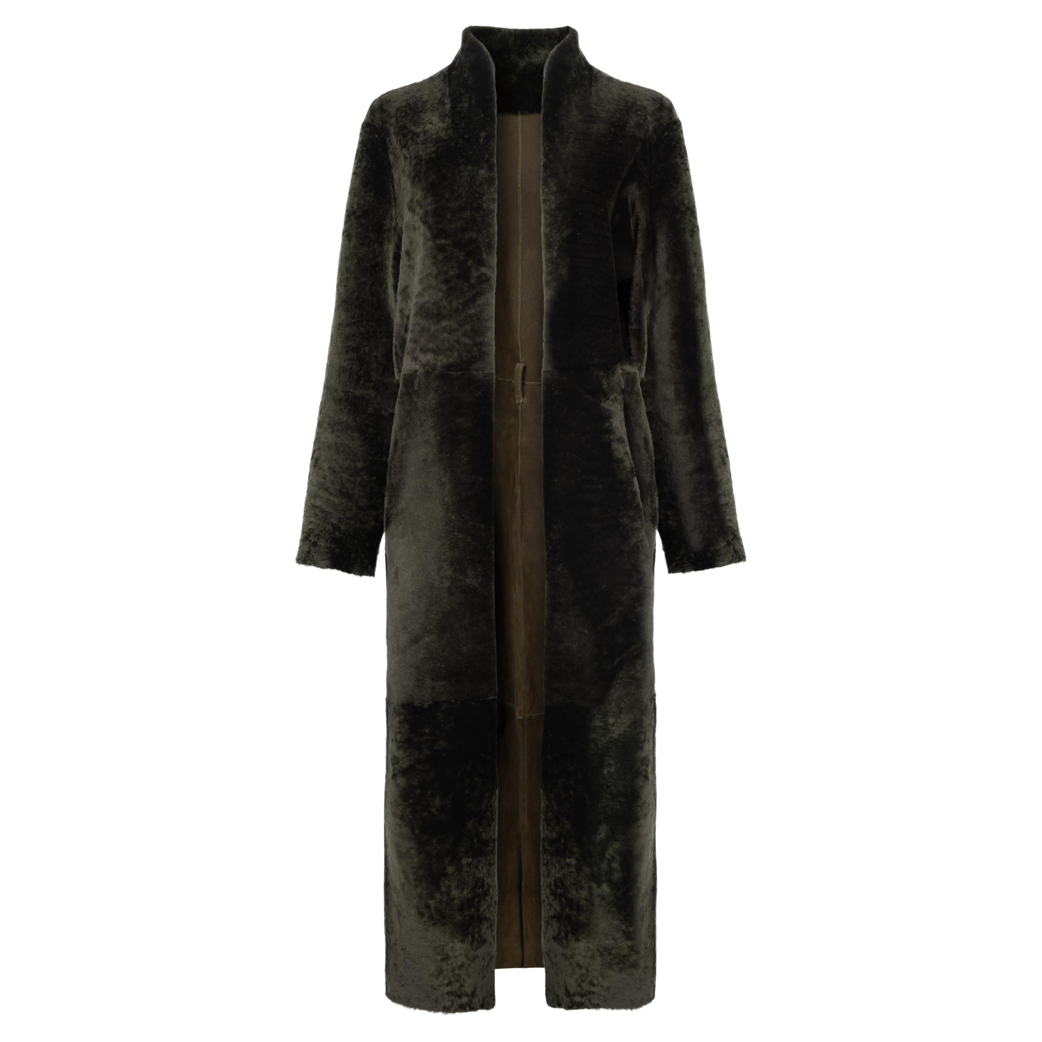 Greene & Greeneene Coat réversible en shearling en kaki vert taille large uk 8-16 en vente