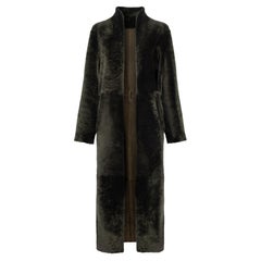 Verheyen Reversible Coat in Shearling in Khaki Green size large uk 8-16
