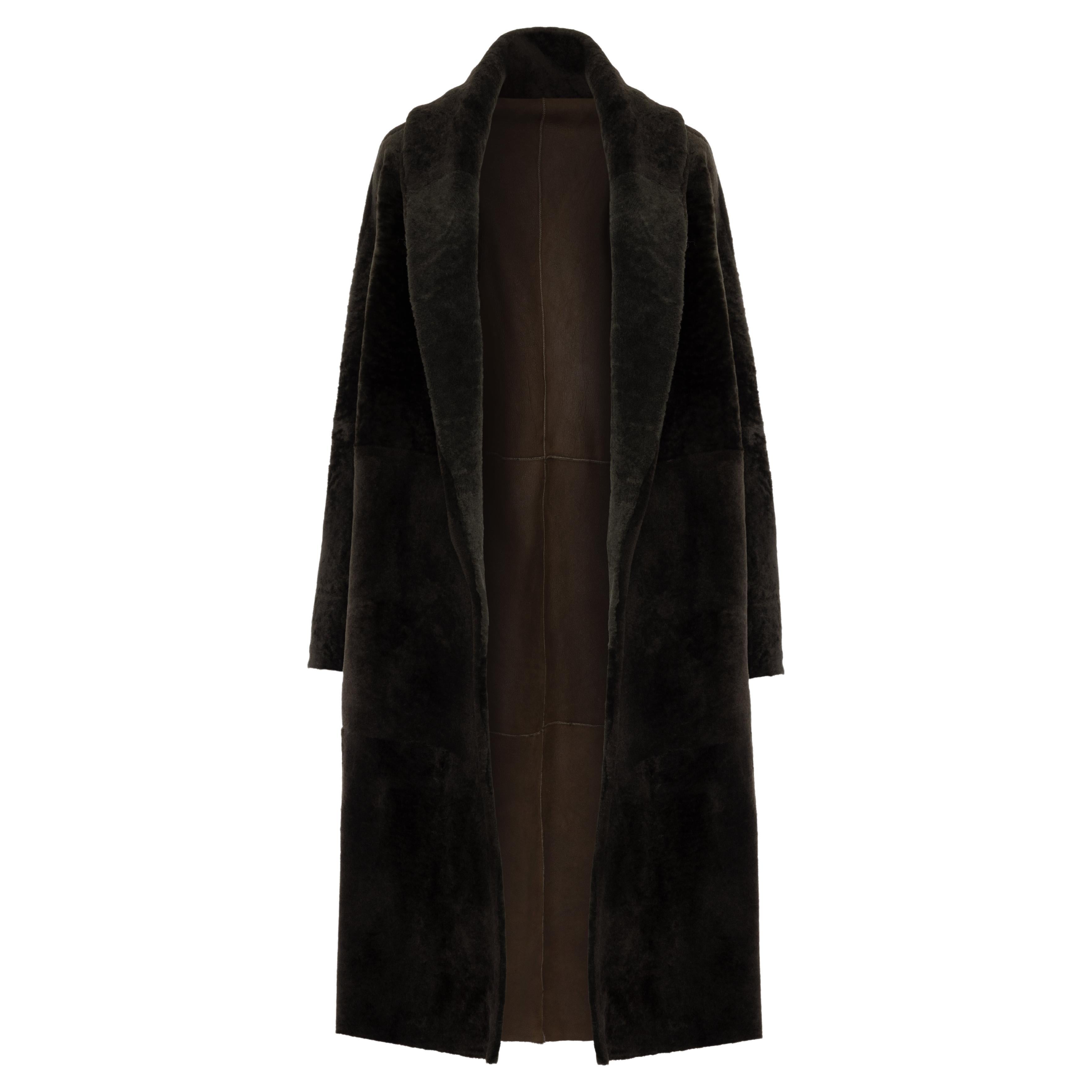 Verheyen Reversible Opera Coat in Shearling in Khaki Green size large uk 6-18 For Sale