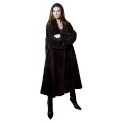 Verheyen Reversible Opera Coat in Shearling in Khaki Green size large uk 8-16