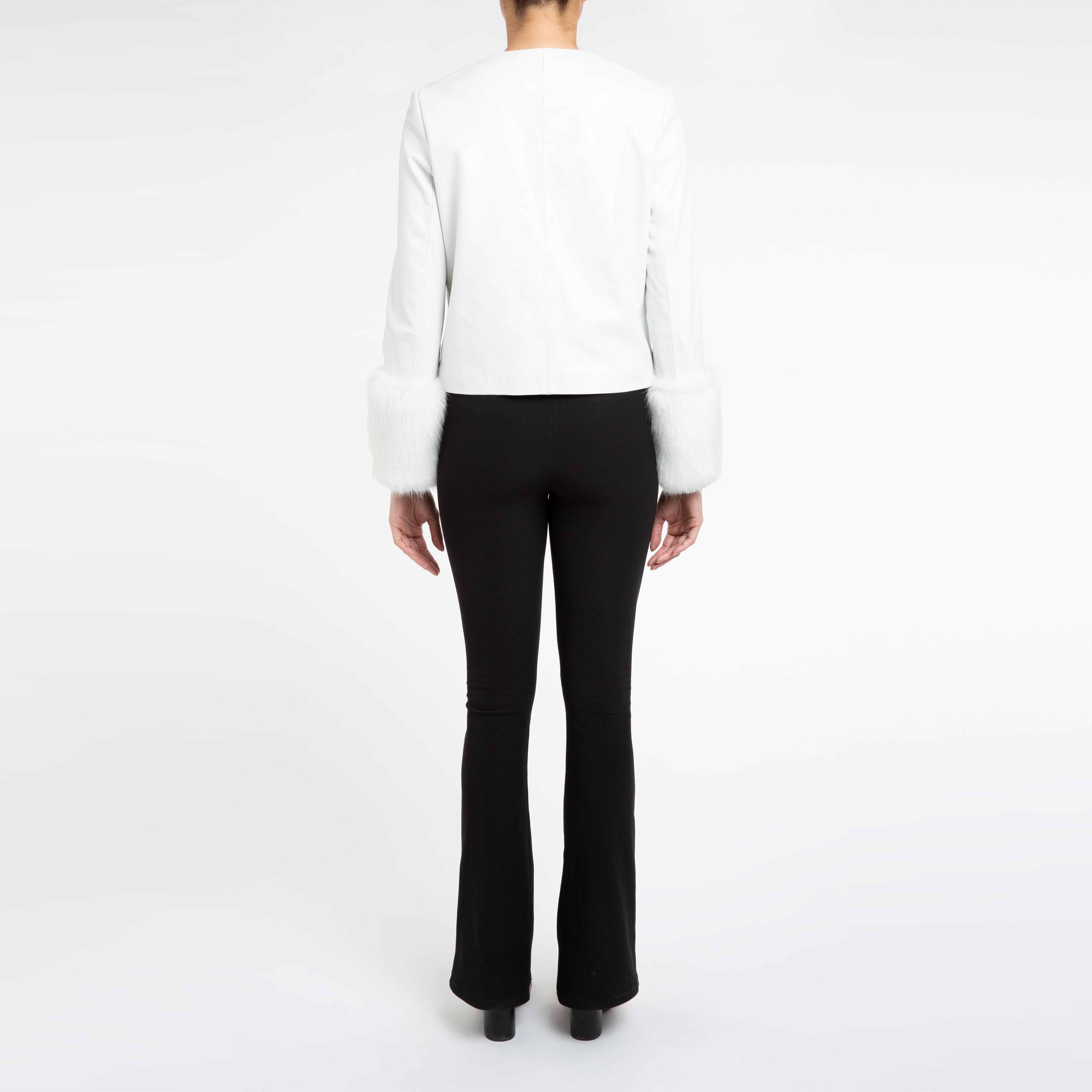 Veste courte Vita Verheyen en cuir blanc avec fausse fourrure - Taille UK 10 en vente 2
