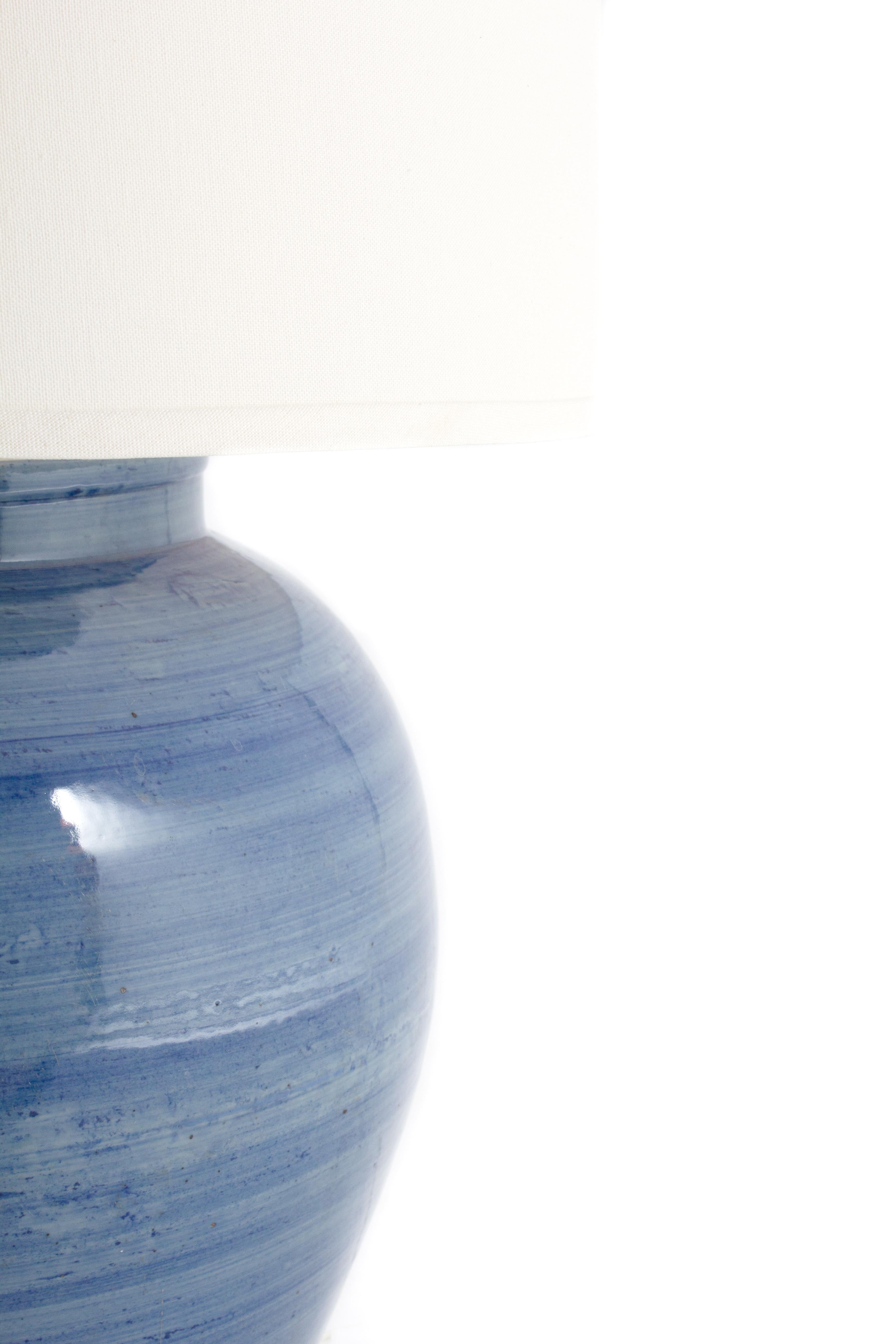 blue linen lamp shade