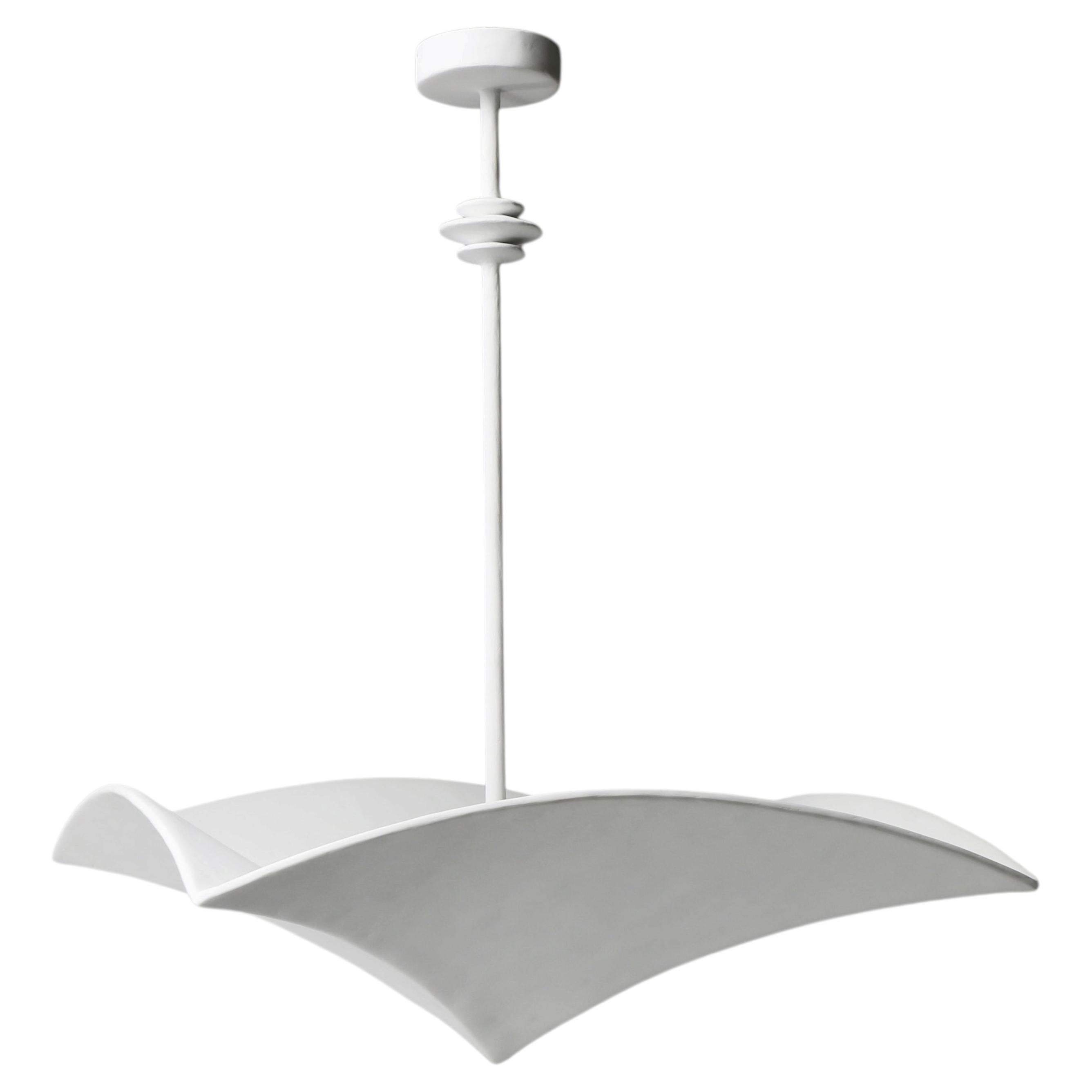 “Veris" Sculptural Plaster Pendant Light 26", in the Manner of Jean-Michel Frank