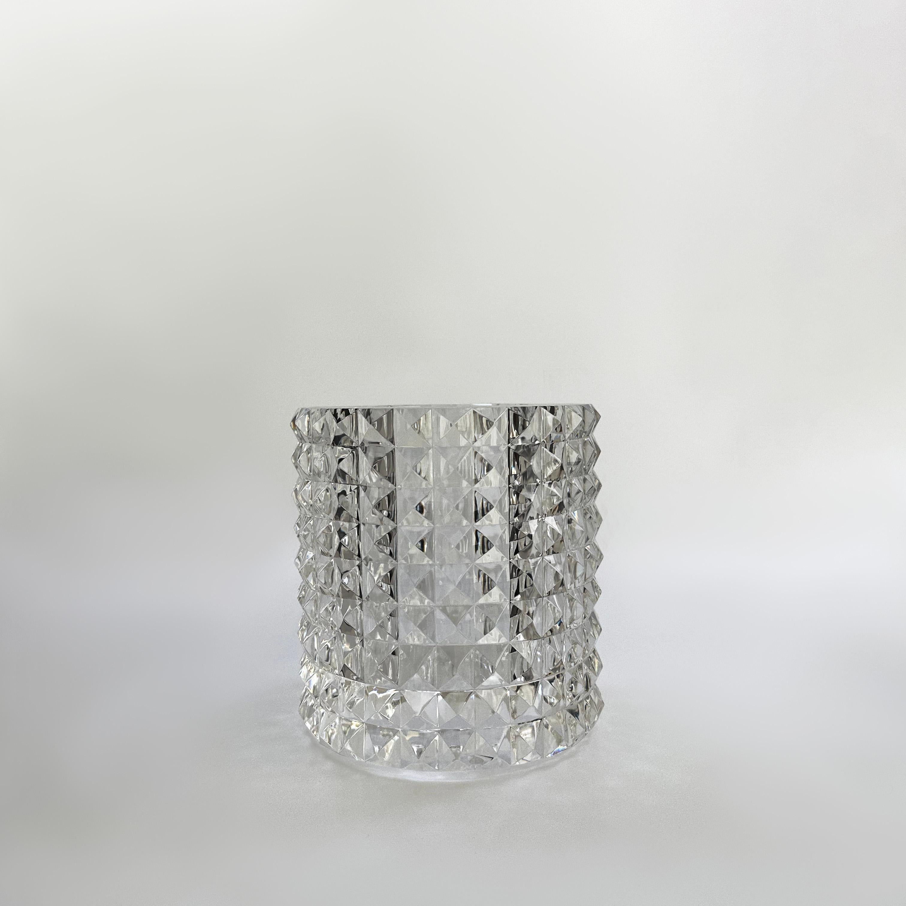 Other  Veritas Home - Large Contemporary Clear Optical Glass Pyramid Vase 