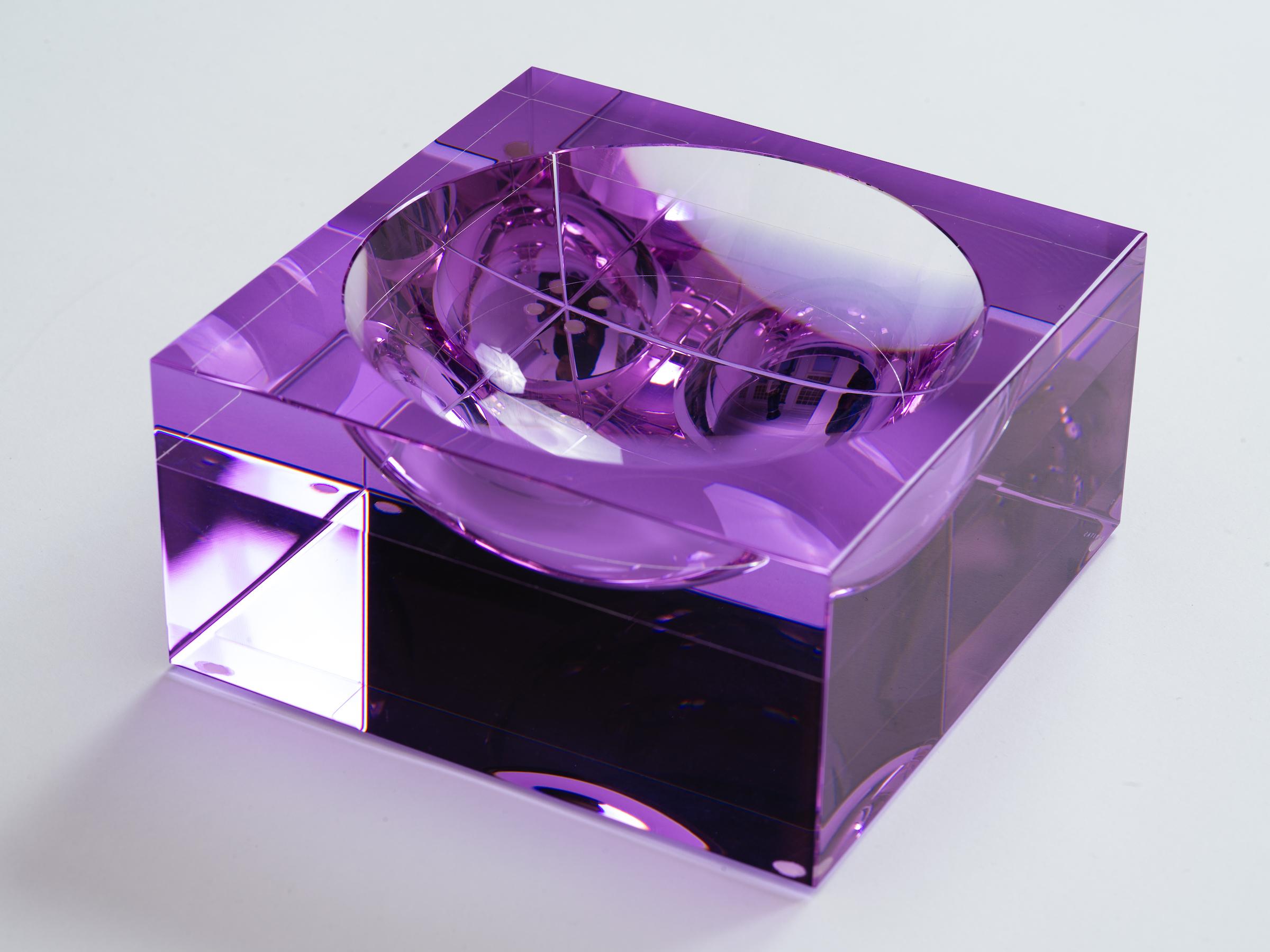 Modern Veritas Lavender Concave Glass Square Vide Poche