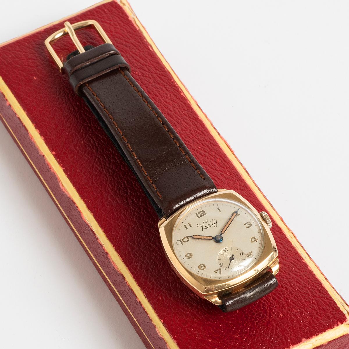 Verity 9k Yellow Gold Vintage Watch c.1950 For Sale 1