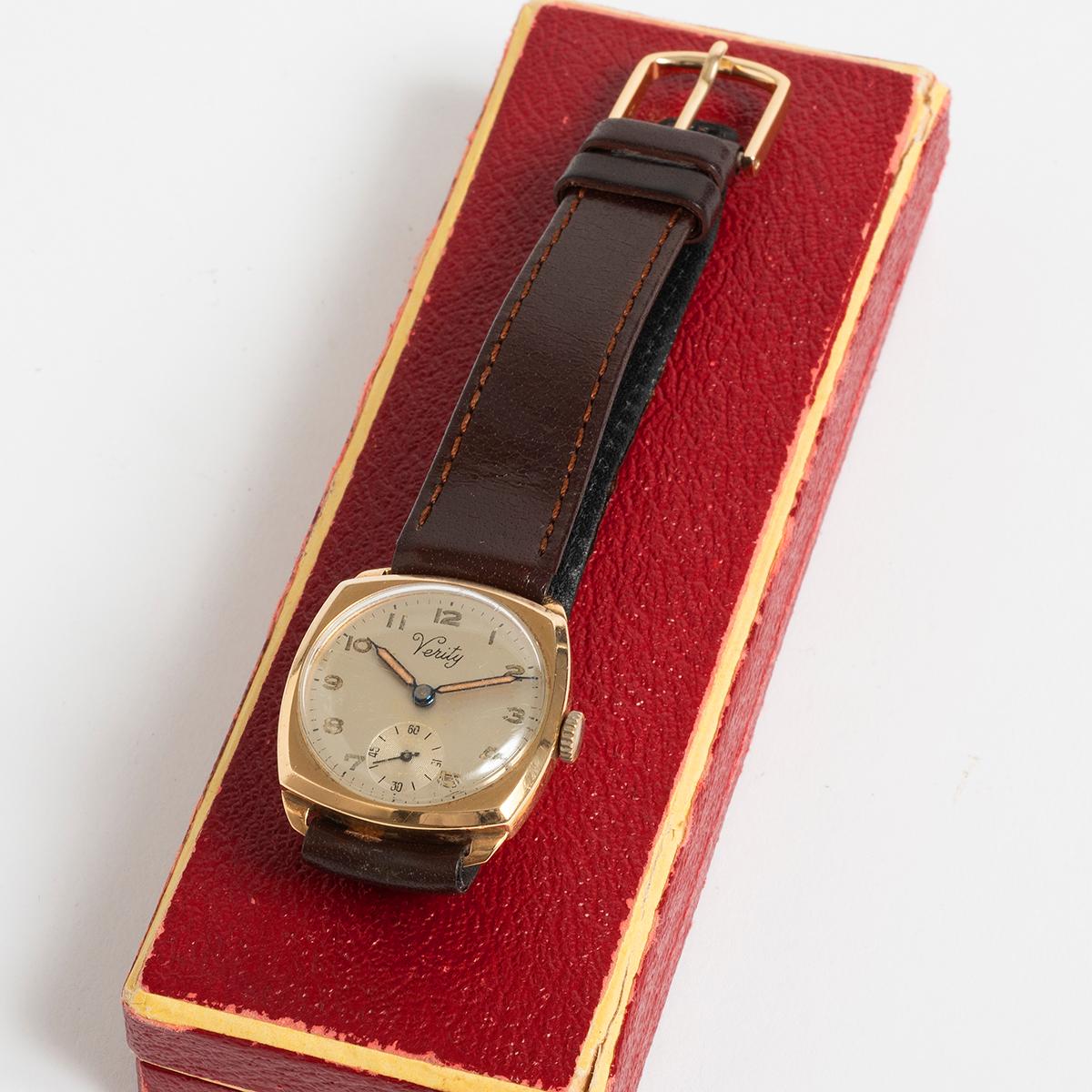 Verity 9k Yellow Gold Vintage Watch c.1950 For Sale 2