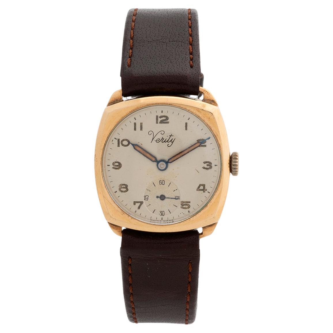 Verity 9k Yellow Gold Vintage Watch c.1950 For Sale