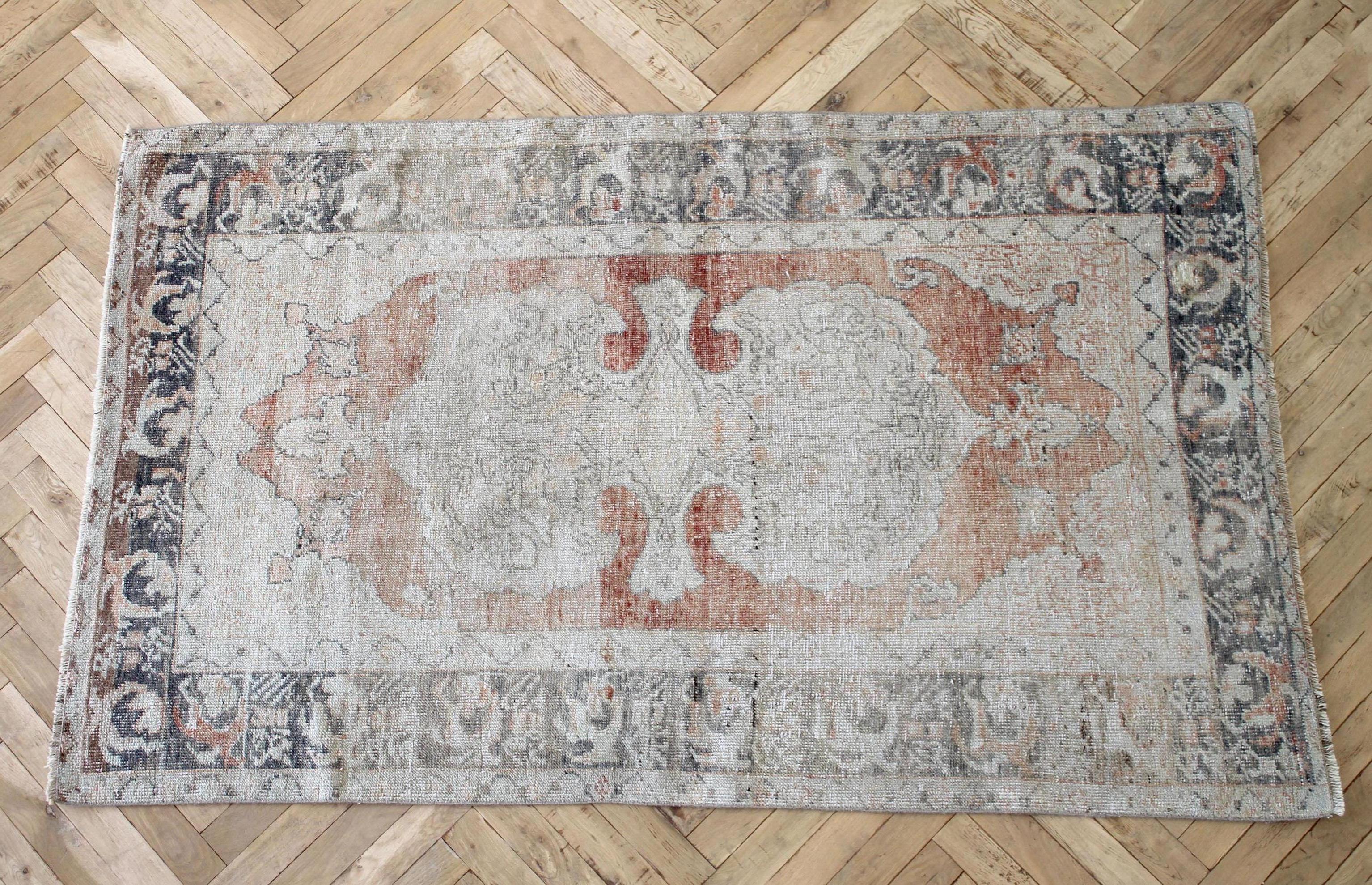 Verity vintage Turkish rug has a beautiful pattern. The warm colors as well as intricate patterns not only add character but also make the rug a one of a kind. Some pattern and color variation with vintage items is normal. This rugs contrasting