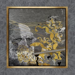 Shadow of Leonardo - Arazzo da ricamo in seta fine con filati metallici