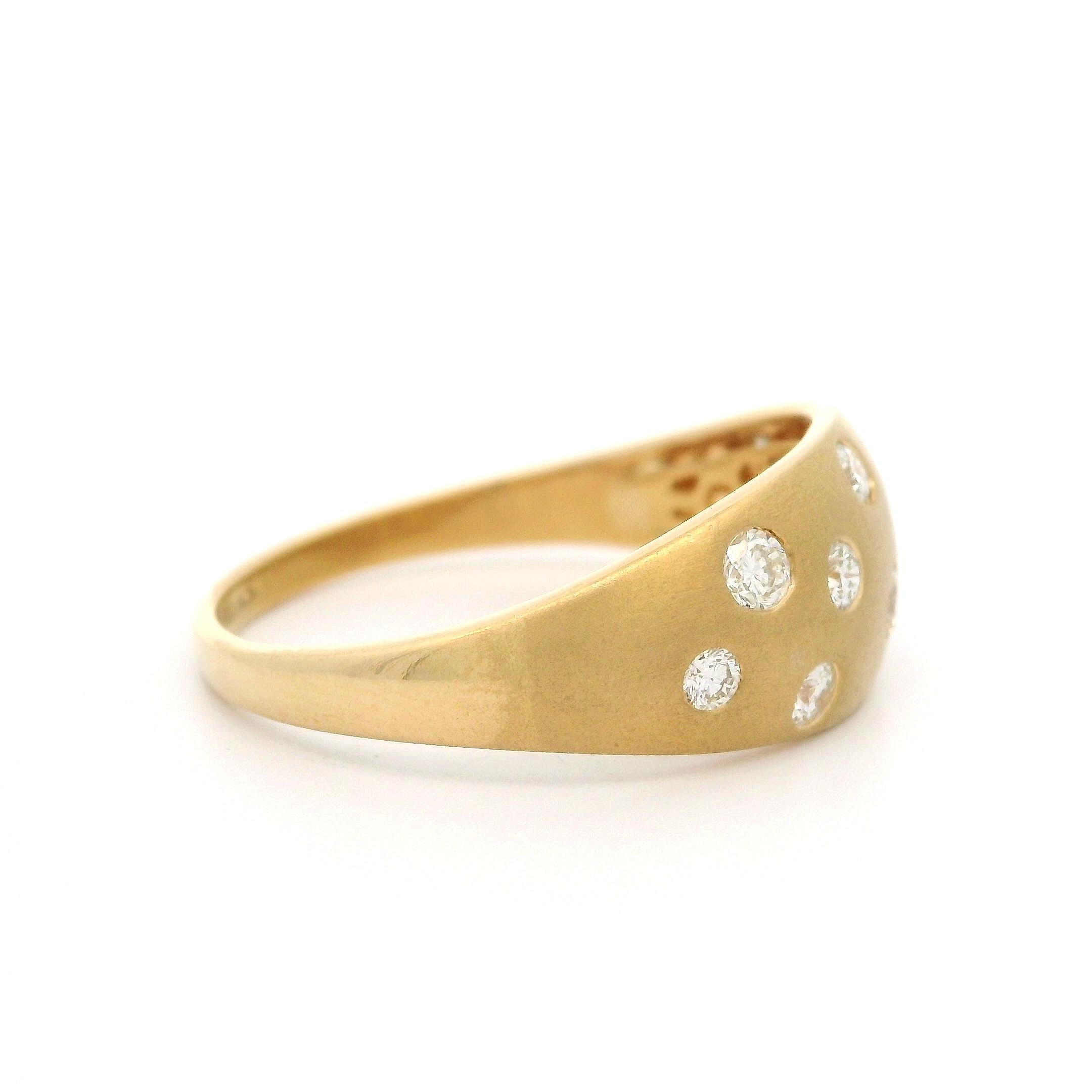 Verlas 18k Yellow Gold 0.65ctw Burnish Diamond Matte Finish Domed Band Ring For Sale 5