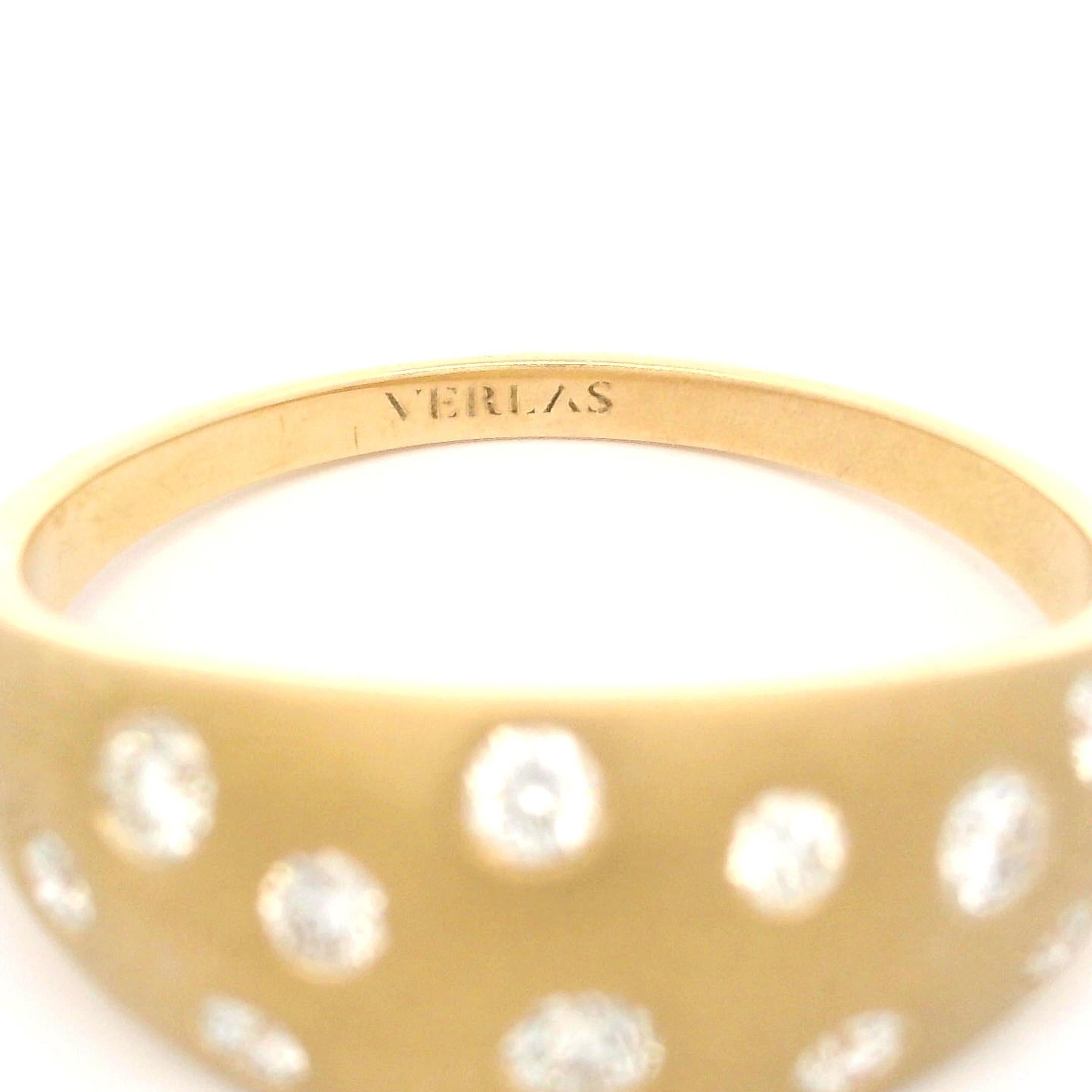 Women's Verlas 18k Yellow Gold 0.65ctw Burnish Diamond Matte Finish Domed Band Ring For Sale