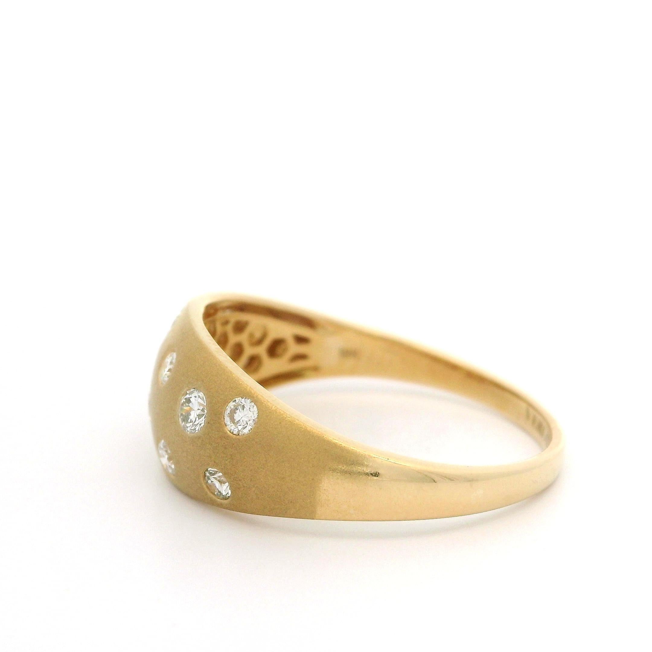 Verlas 18k Yellow Gold 0.65ctw Burnish Diamond Matte Finish Domed Band Ring For Sale 2