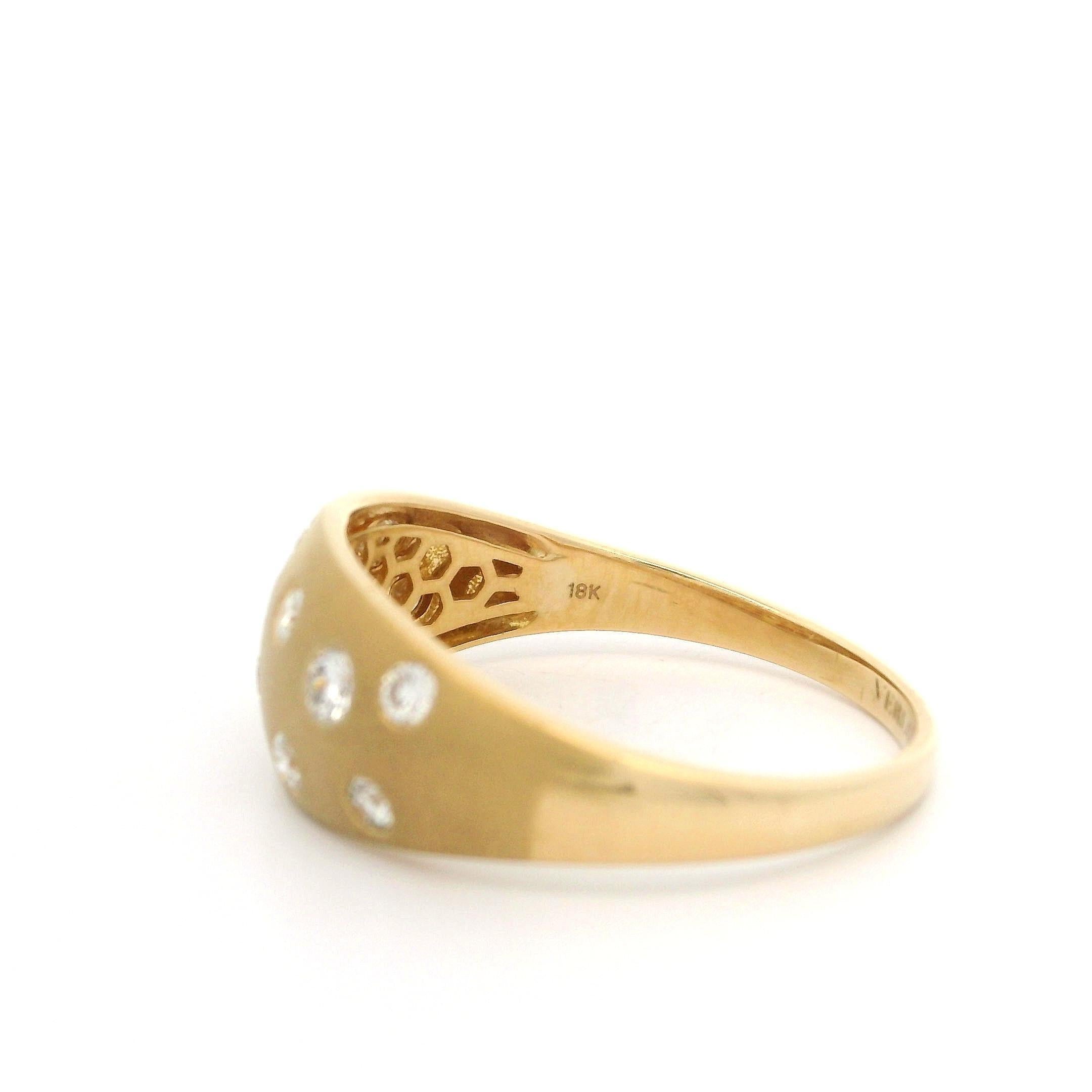 Verlas 18k Yellow Gold 0.65ctw Burnish Diamond Matte Finish Domed Band Ring For Sale 3