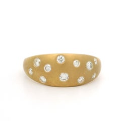 Verlas 18k Gelbgold 0,65 Karat Wurzelholz Diamant Matte Finish gewölbter Bandring