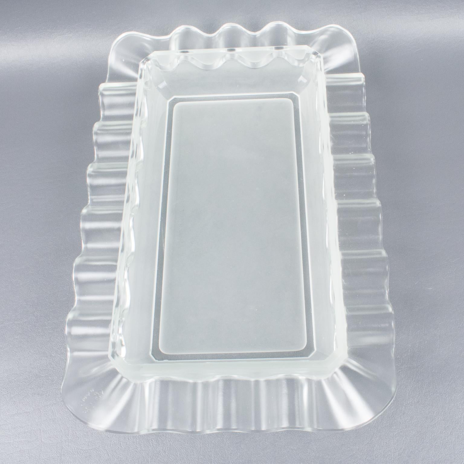 Bol de centre de table en verre dépoli Art Déco Verlys France, années 1930 en vente 3