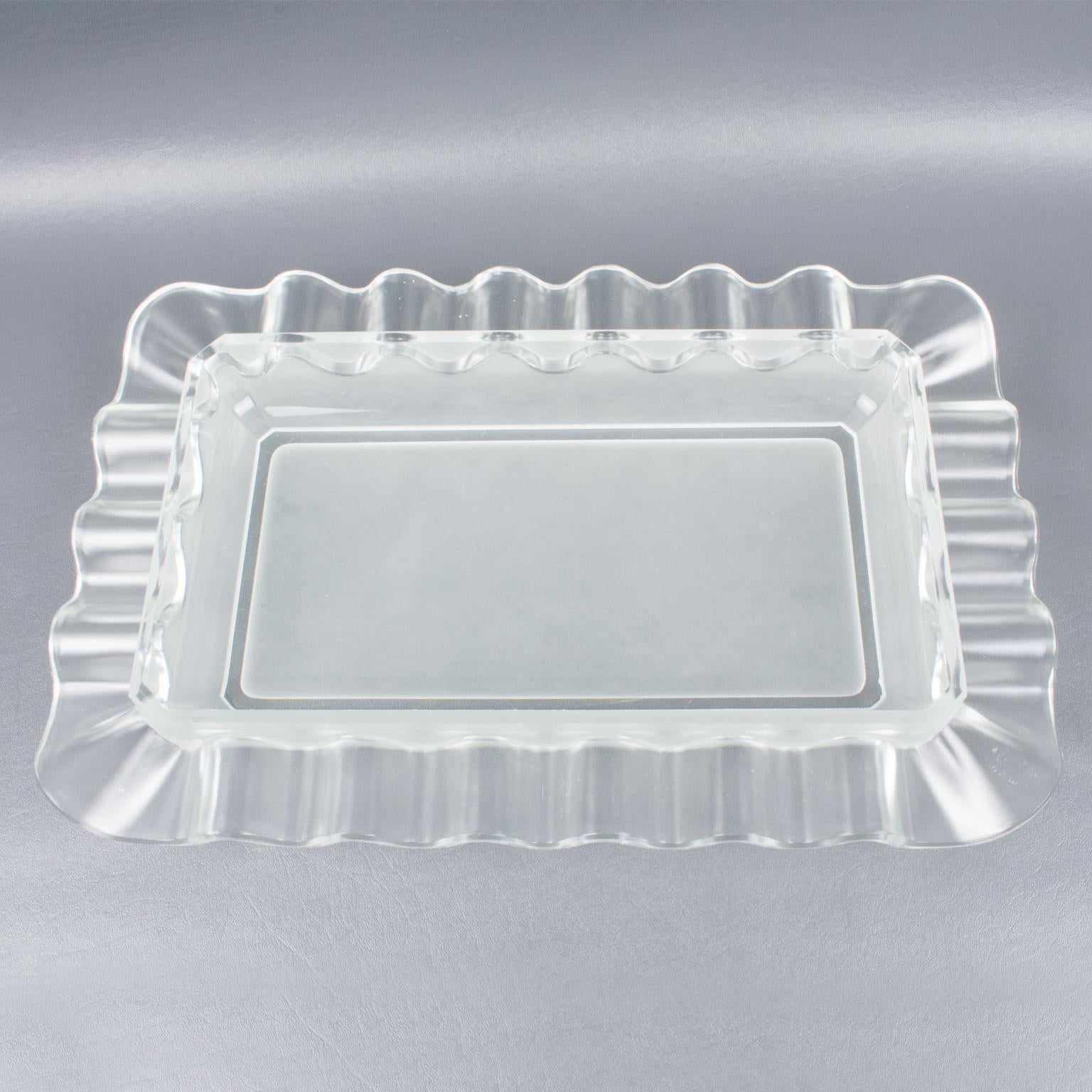 Bol de centre de table en verre dépoli Art Déco Verlys France, années 1930 en vente 4