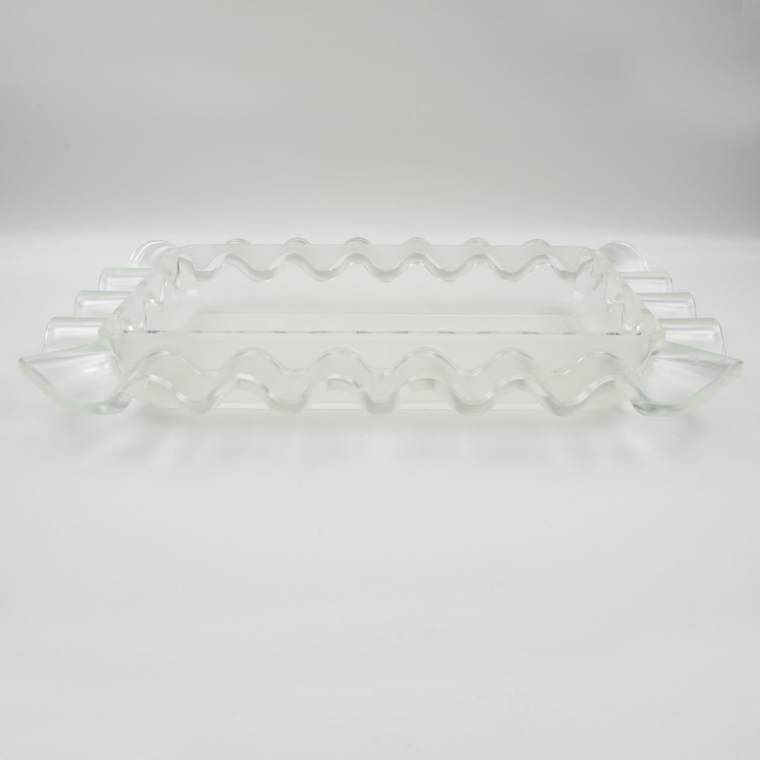 Verlys France Art Deco Frosted Glass Centerpiece Bowl, 1930s For Sale 8