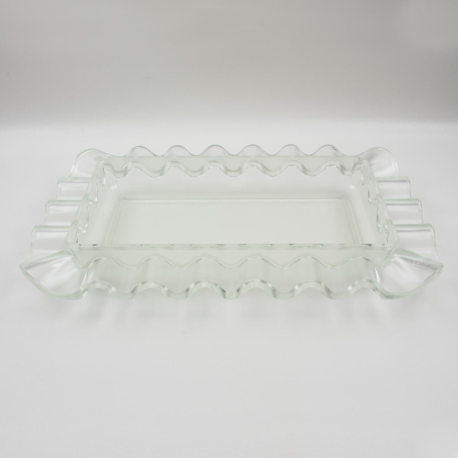Verlys France Art Deco Frosted Glass Centerpiece Bowl, 1930s For Sale 9