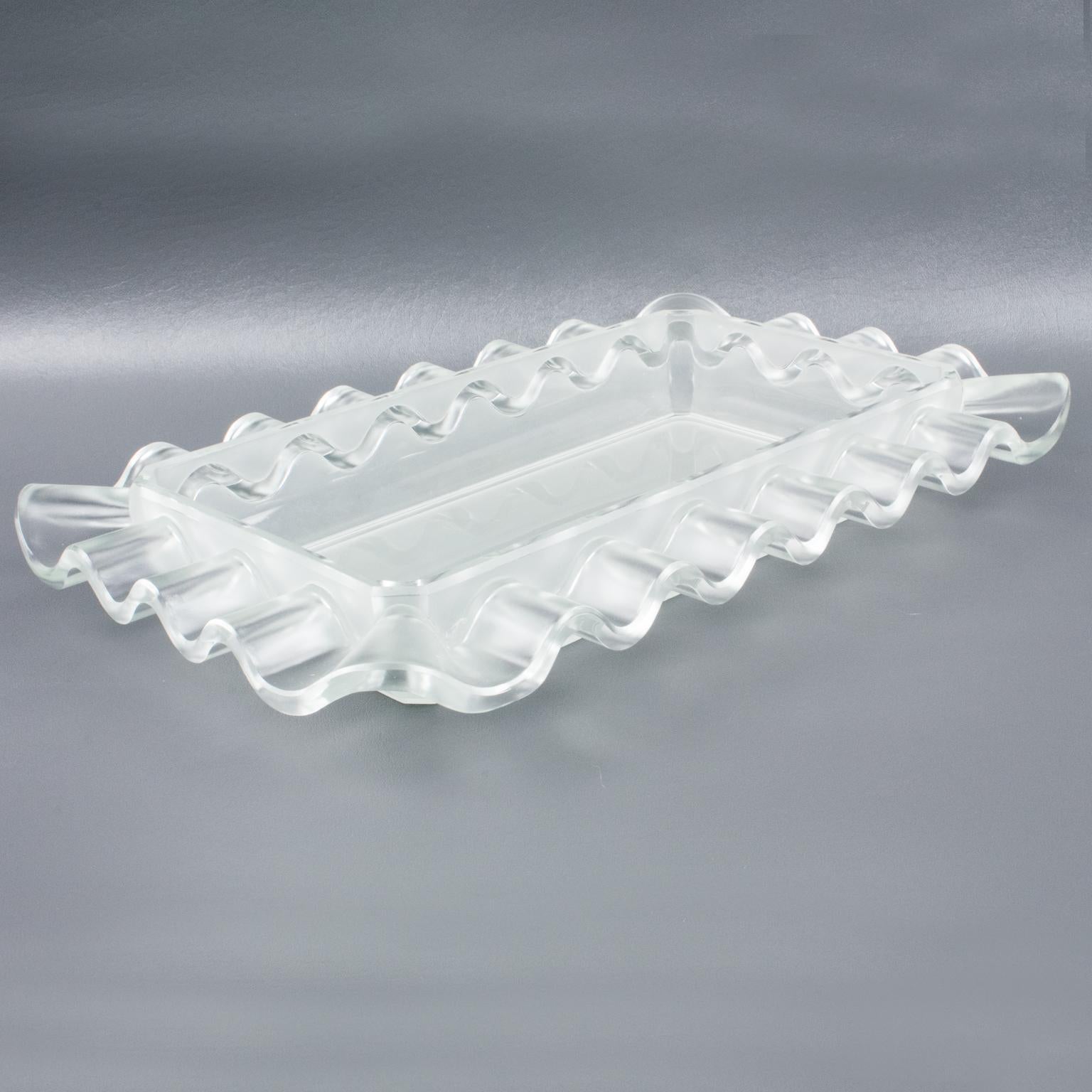 Verlys France Art Deco Frosted Glass Centerpiece Bowl, 1930s For Sale 2