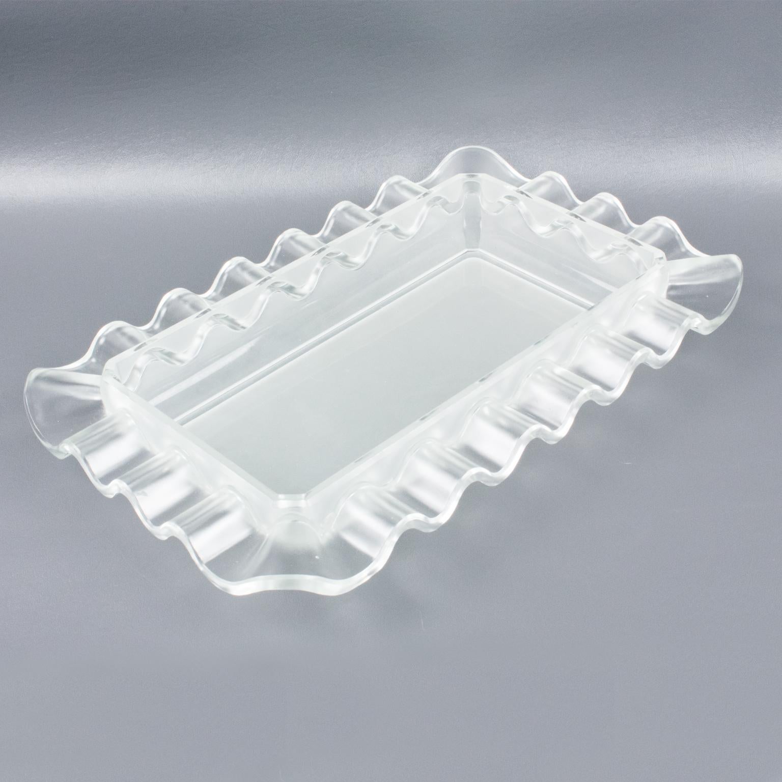 Verre Bol de centre de table en verre dépoli Art Déco Verlys France, années 1930 en vente