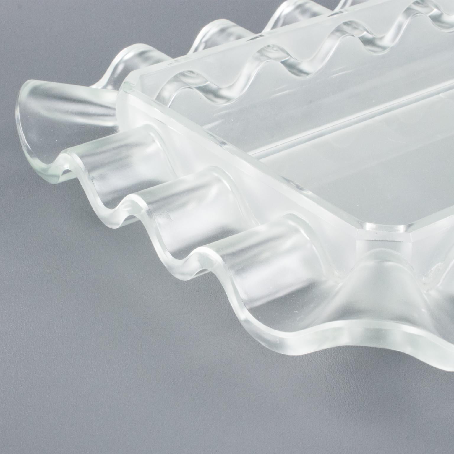 Bol de centre de table en verre dépoli Art Déco Verlys France, années 1930 en vente 1