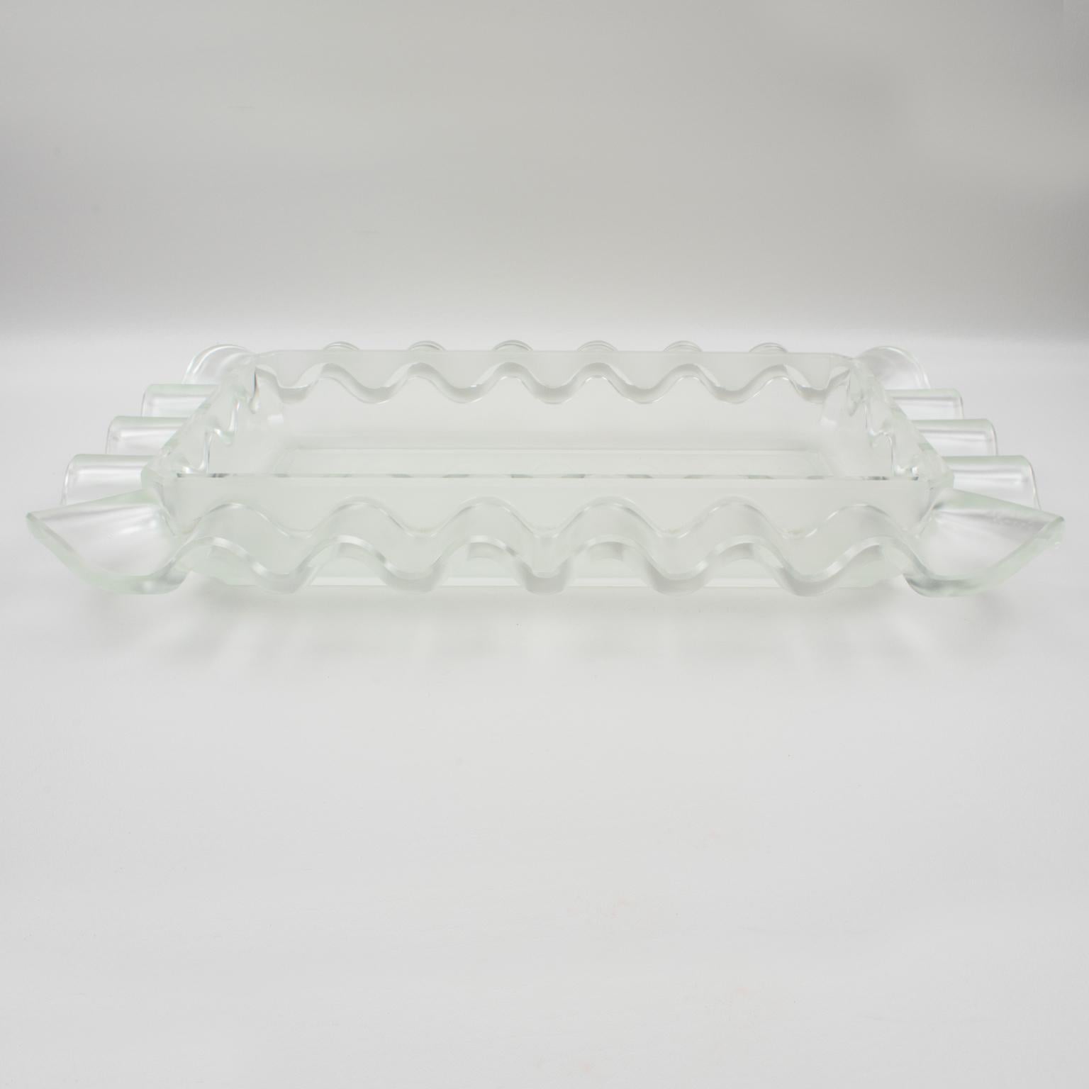 Verlys France Art Deco Frosted Glass Centerpiece Bowl, 1930s 8