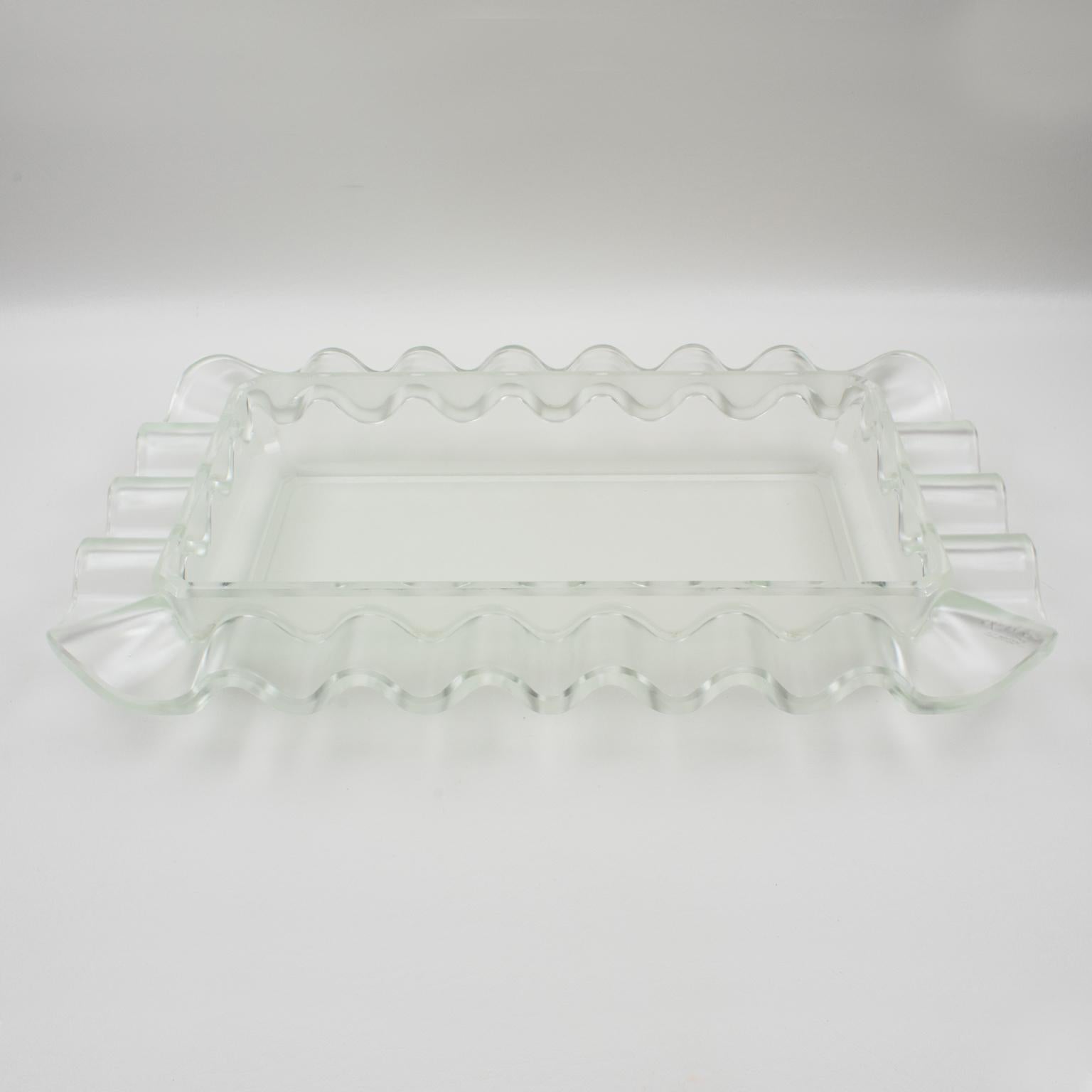Verlys France Art Deco Frosted Glass Centerpiece Bowl, 1930s 9