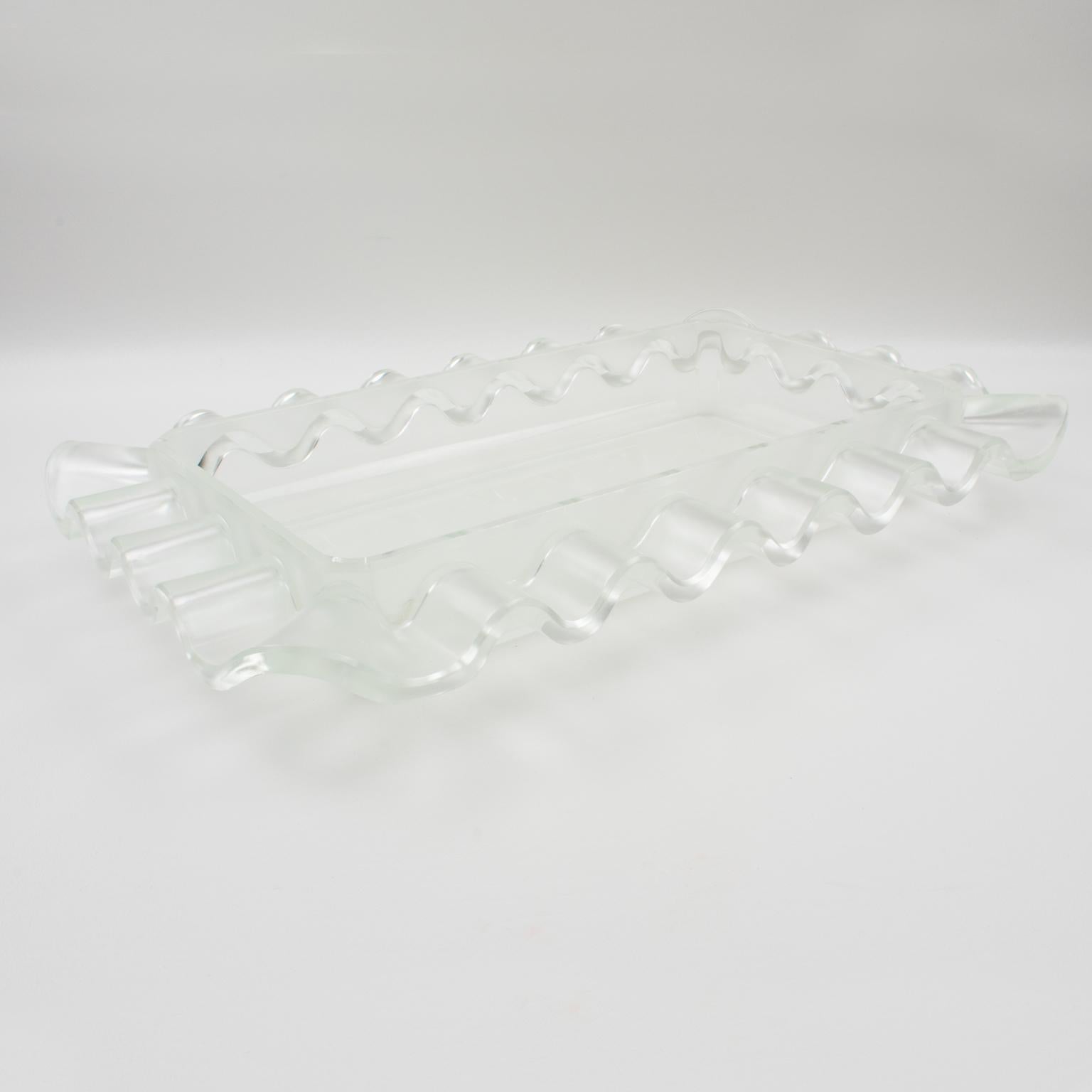 Verlys France Art Deco Frosted Glass Centerpiece Bowl, 1930s 1