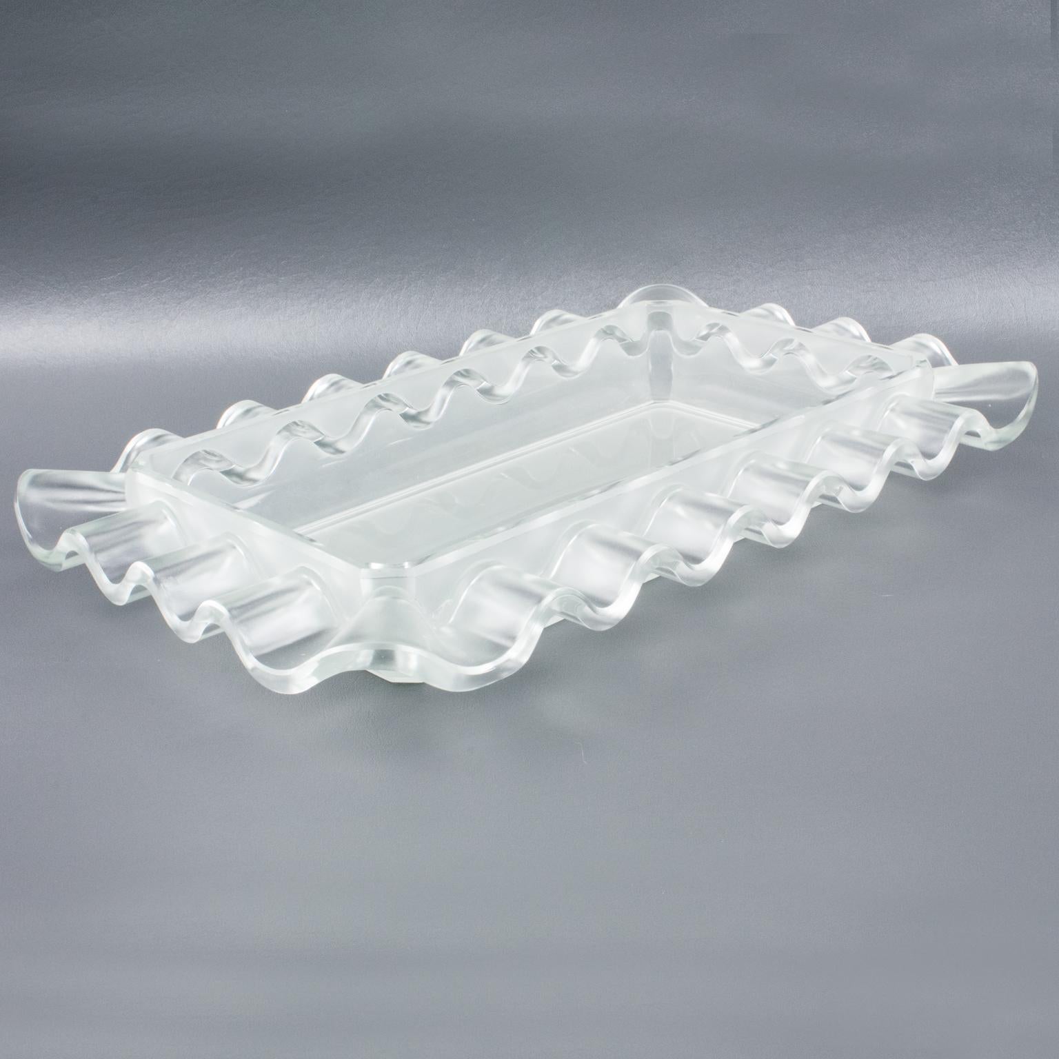 Verlys France Art Deco Frosted Glass Centerpiece Bowl, 1930s 2