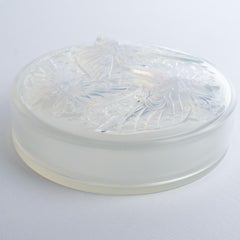 Verlys France Art Deco Opalescent Glass Lidded Box with Butterflies Decor