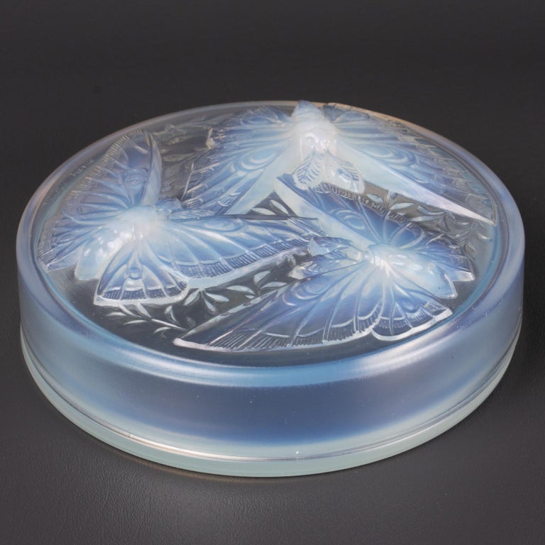 Boîte De Rangement Blanche Avec Couvercle En Verre Biseauté Décor Papillon - Occasion