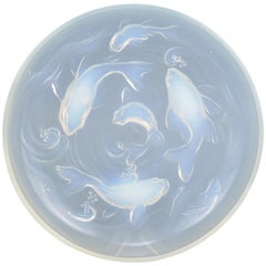 Verlys France Art Deco Style Opaline Art Glass Plate Décor Poisson