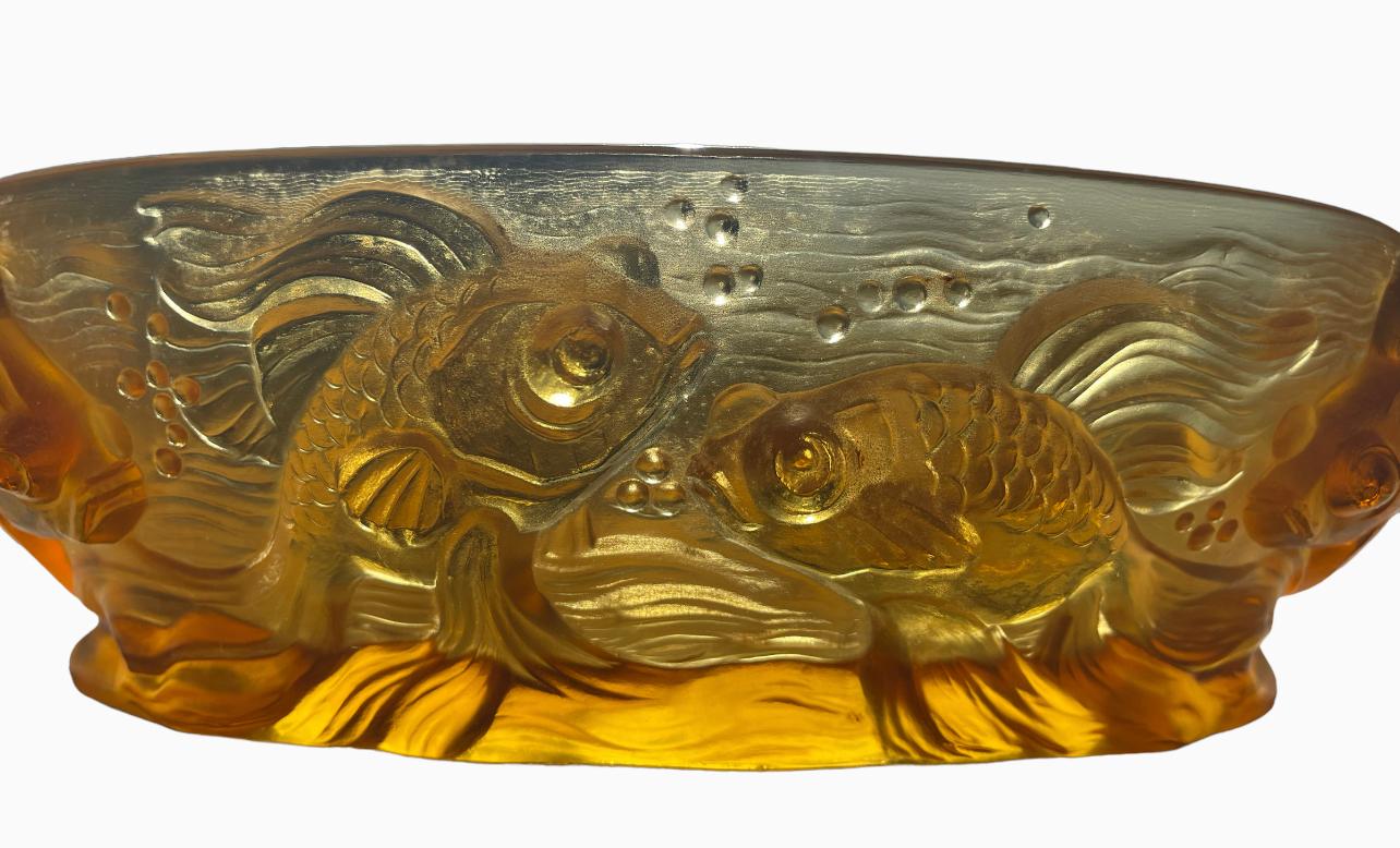 Art Glass VERLYS France - Centerpiece / Fish Planter, XXth century For Sale