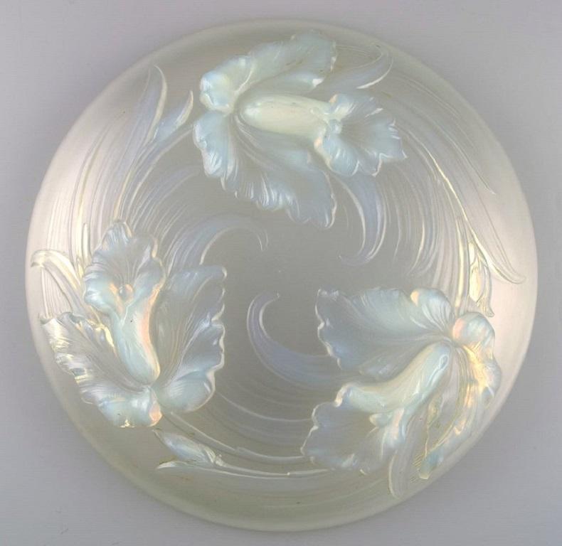 Verlys, France, Large Art Deco Bowl in Mouth-Blown Art Glass with Flowers For Sale 2