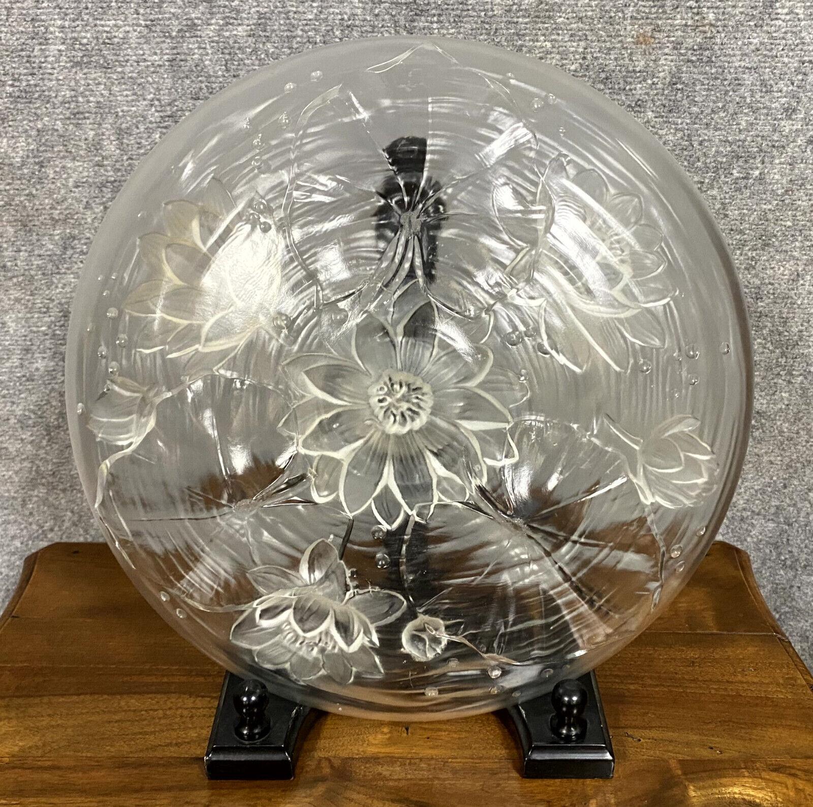 French Verlys France Large Pressed Glass Centerpiece Bowl, circa 1940 -1X53 For Sale