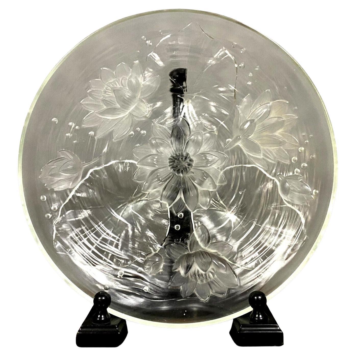 Verlys France Large Pressed Glass Centerpiece Bowl, circa 1940 -1X53 For Sale
