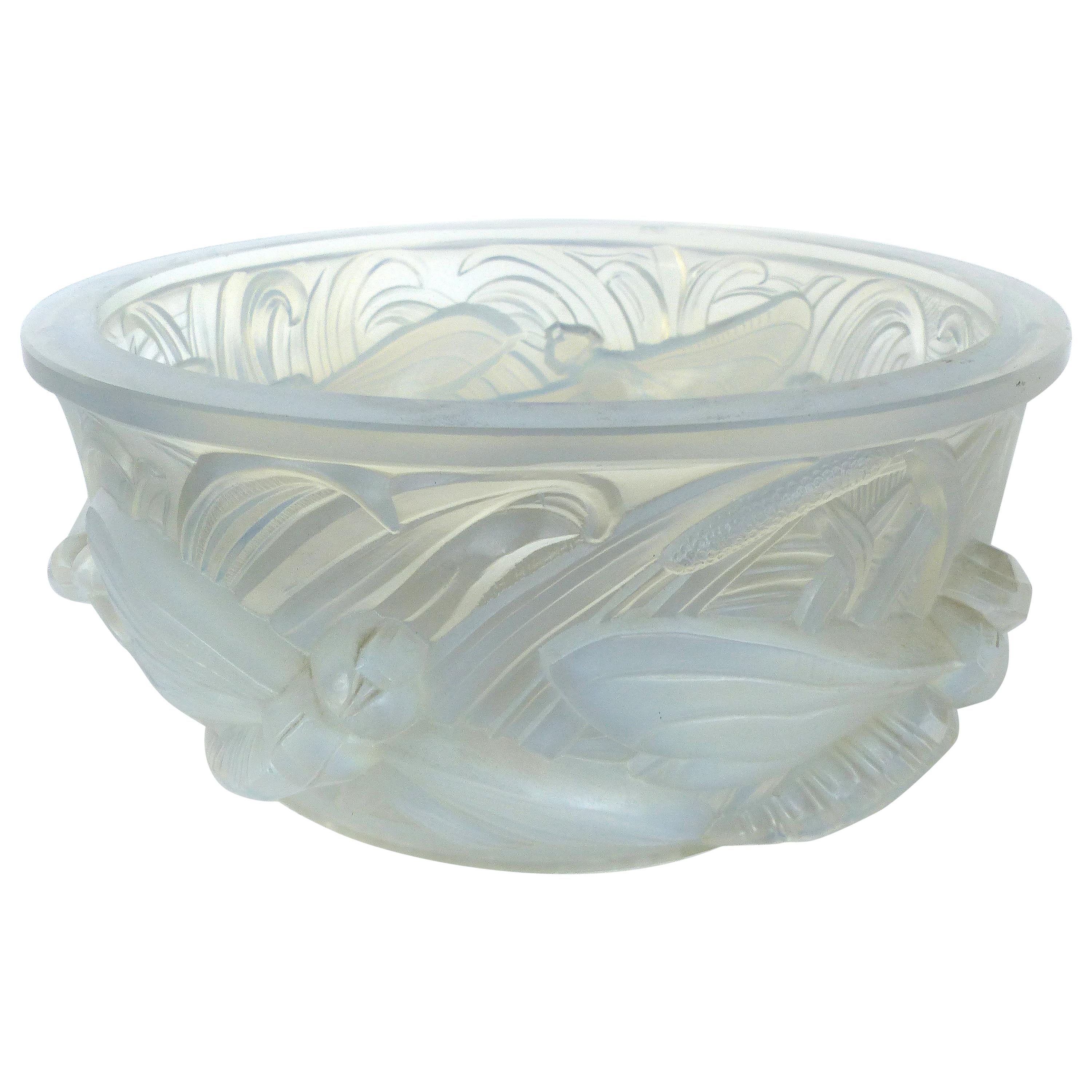 Verlys France Opalescent Glass Dragonfly Bowl