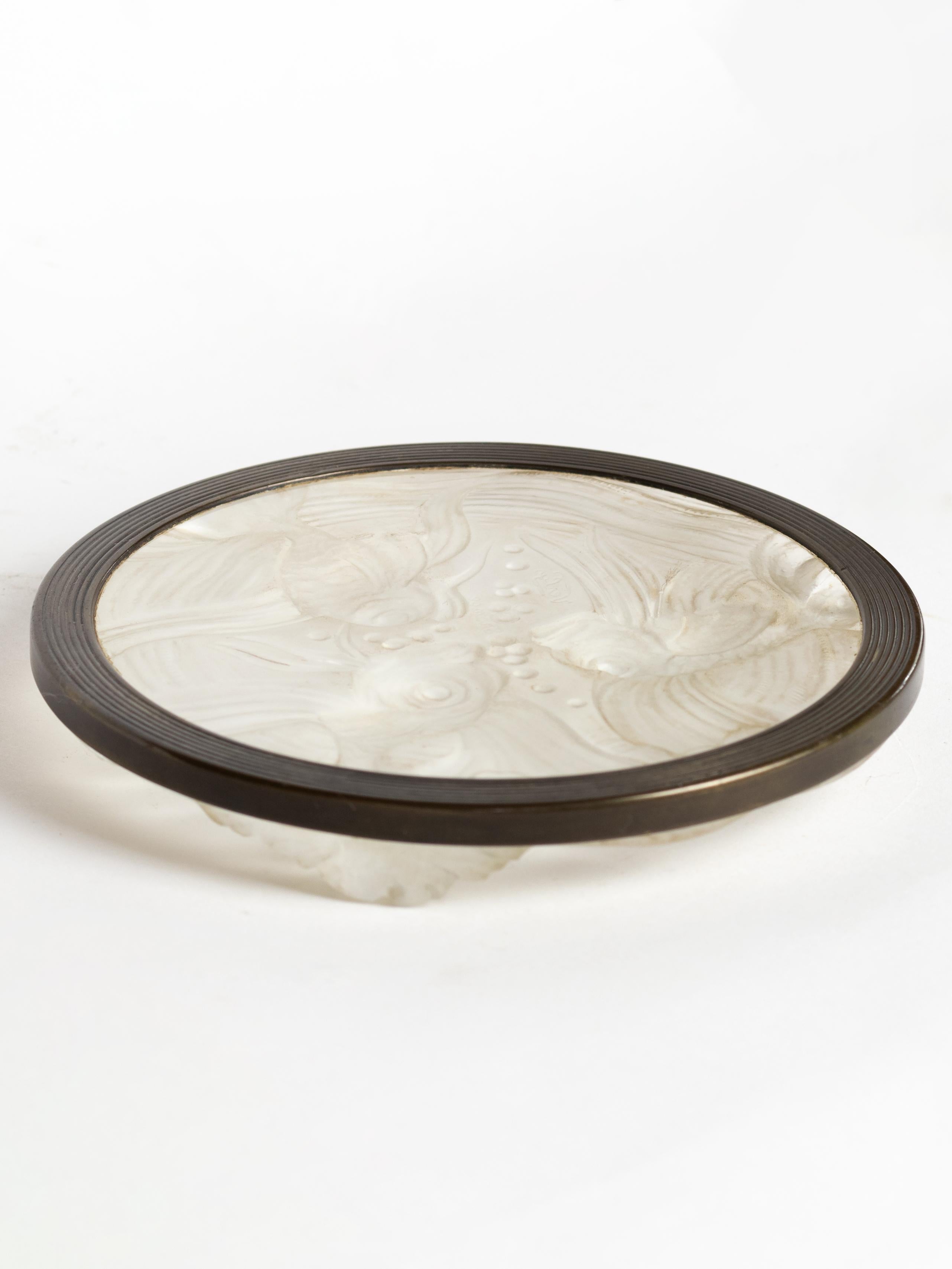 Posavasos de vidrio opalescente Verlys Glass, Francia, años 30 Art Déco en venta 5