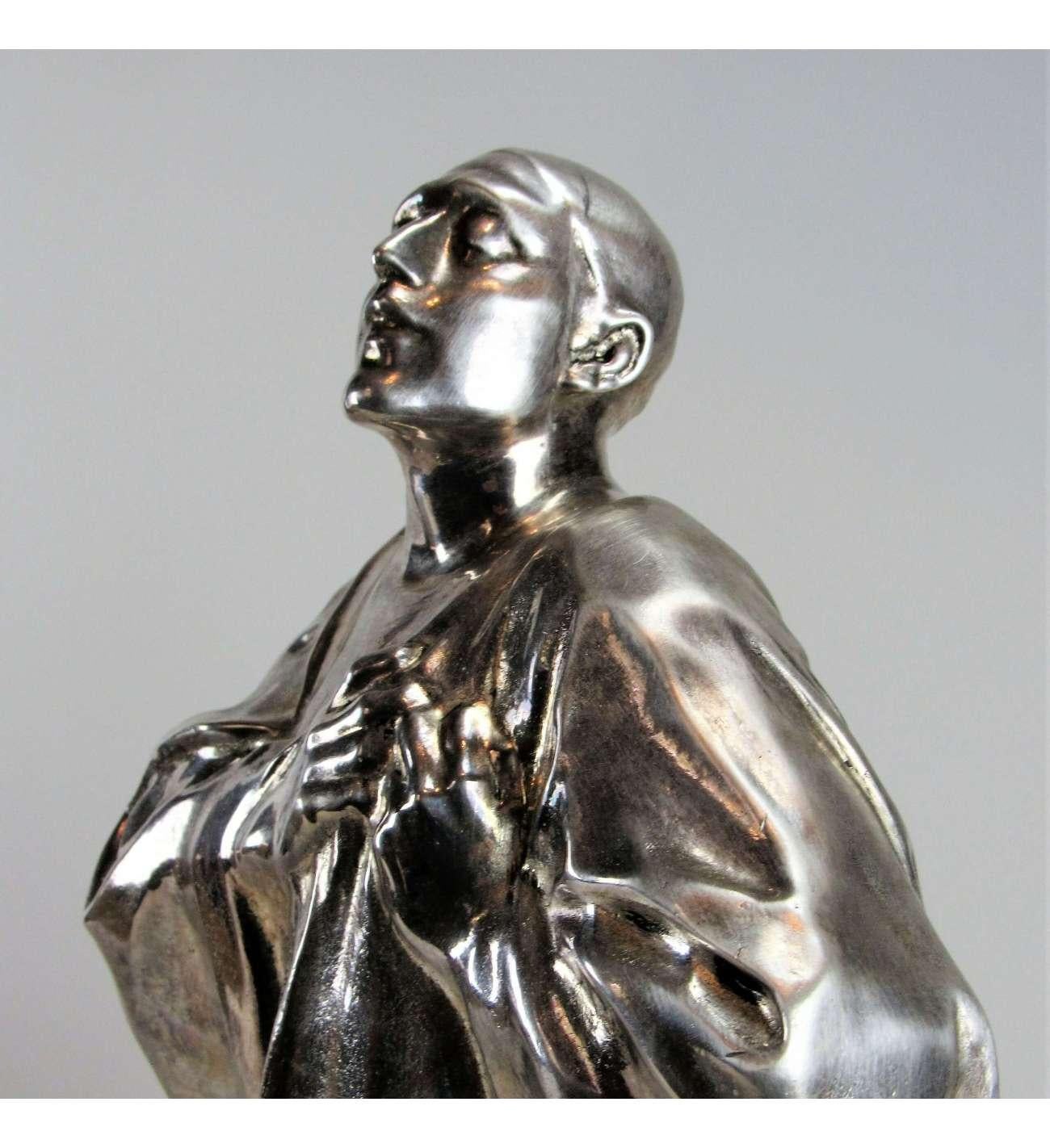 Silver plated bronze proof, Pierrot or mime Deburau by Vermare André César (1869 For Sale 1