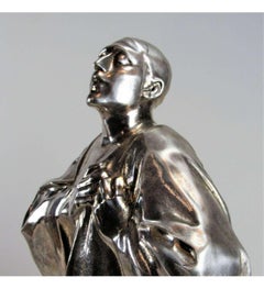 Silver plated bronze proof, Pierrot or mime Deburau by Vermare André César (1869