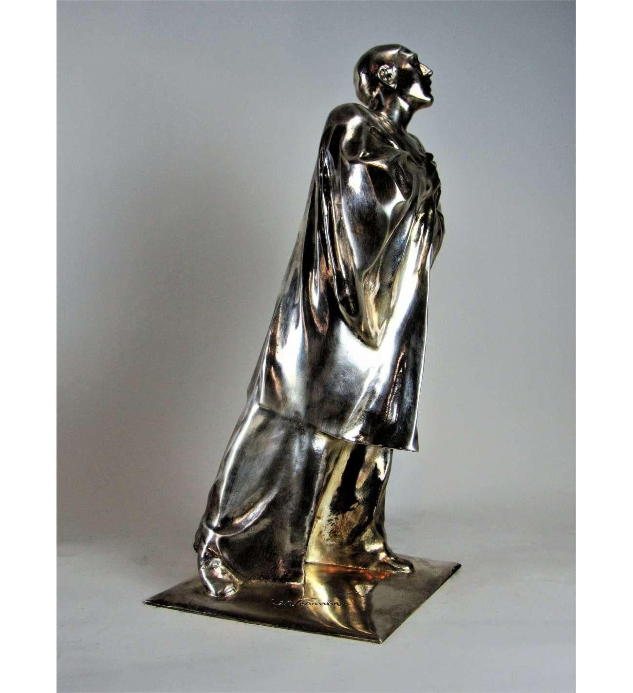 Silver plated bronze proof, Pierrot or mime Deburau by Vermare André César (1869 For Sale 2