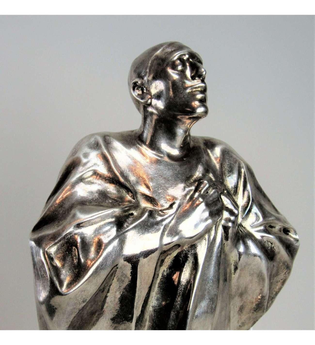 Silver plated bronze proof, Pierrot or mime Deburau by Vermare André César (1869 For Sale 3