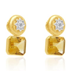 Vermeil 925 Citrine and White Topaz Drop Earrings