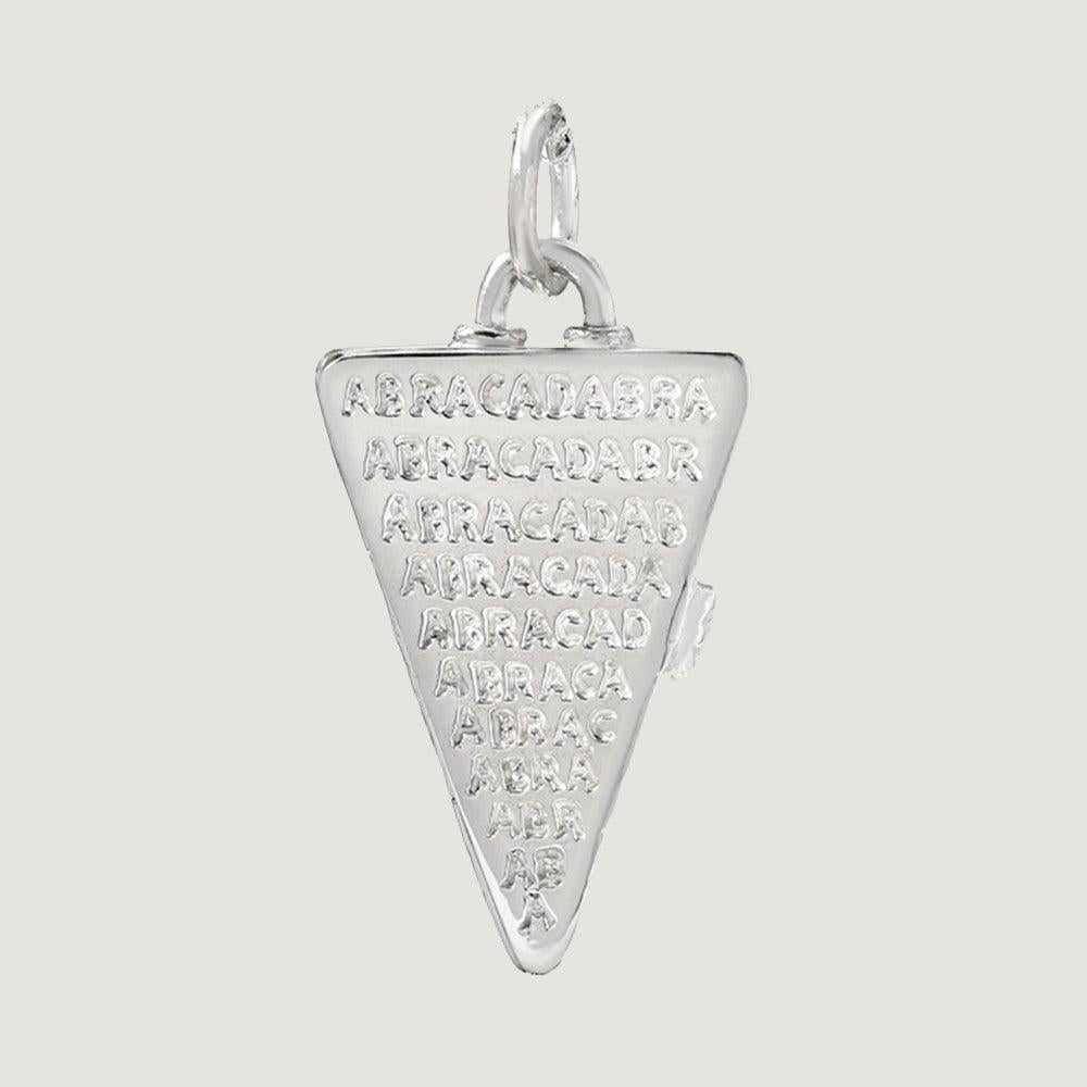 ABRACADABRA PYRAMID LOCKET

Long before abracadabra became associated with illusion and parlor tricks, abracadabra meant “I create as I speak.” It was the literal word of manifestation, of bringing one’s wishes into reality. Talismans carved with