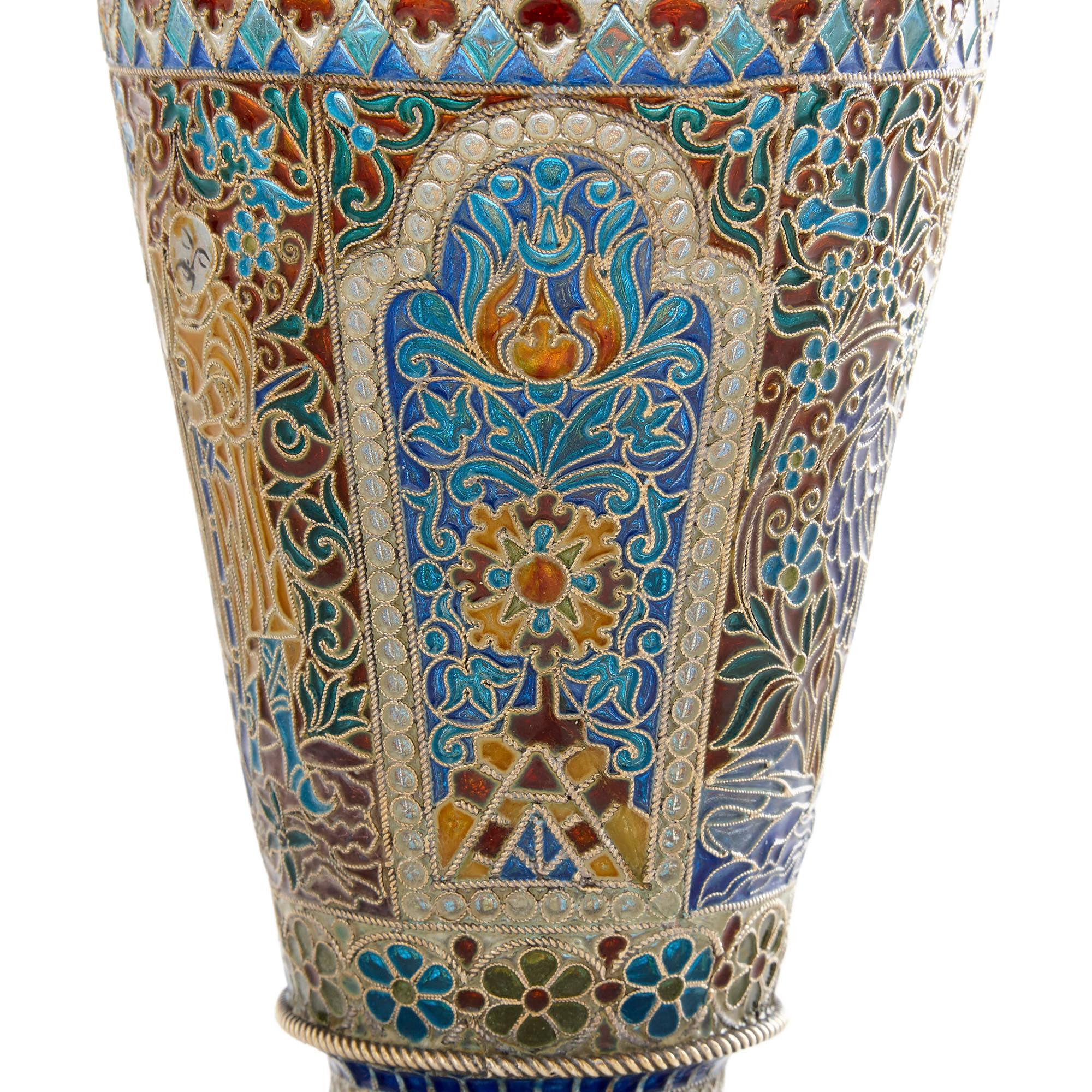Gilt Vermeil and Enamel Russian Cup by Pavel Ovchinnikov For Sale