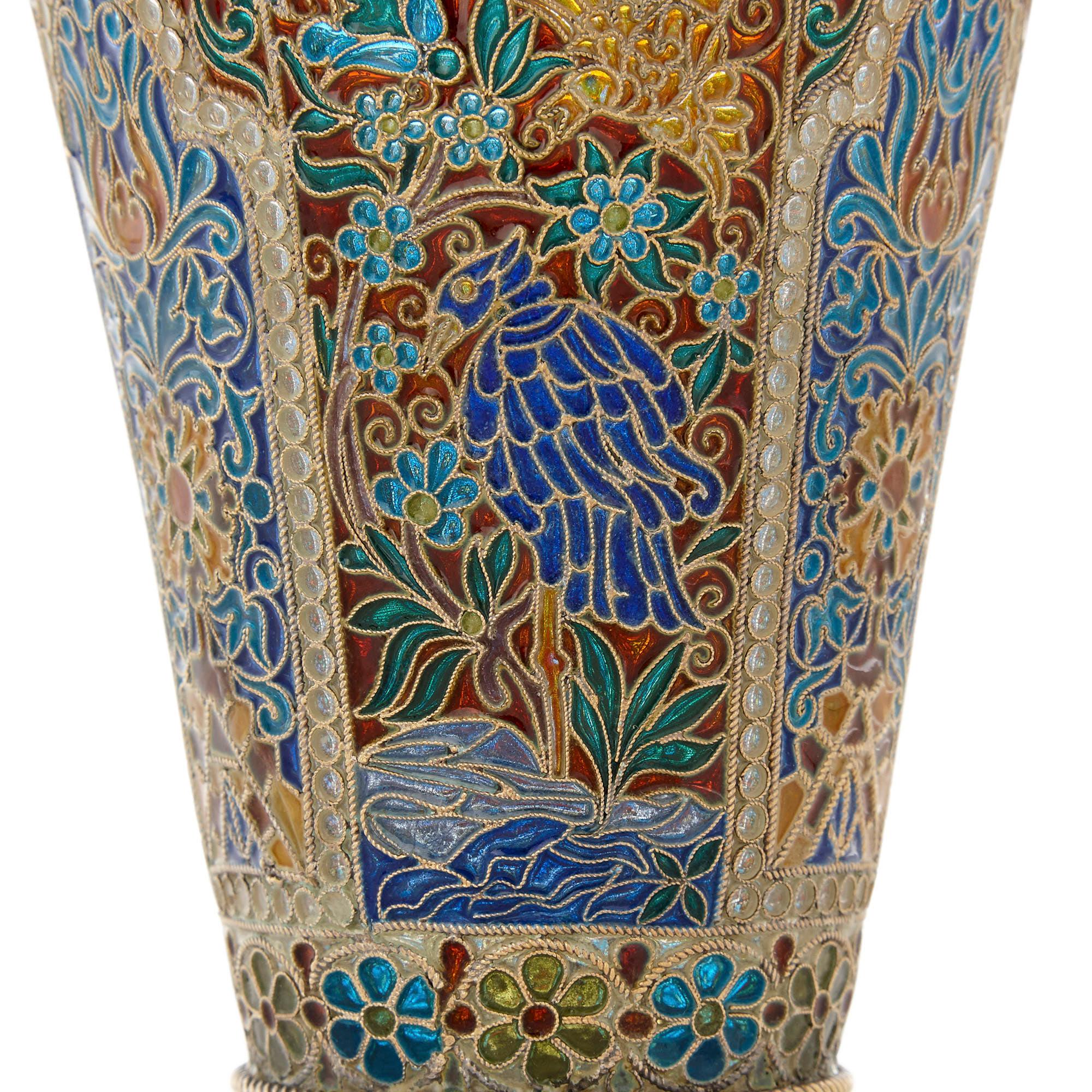 19th Century Vermeil and Enamel Russian Cup by Pavel Ovchinnikov For Sale