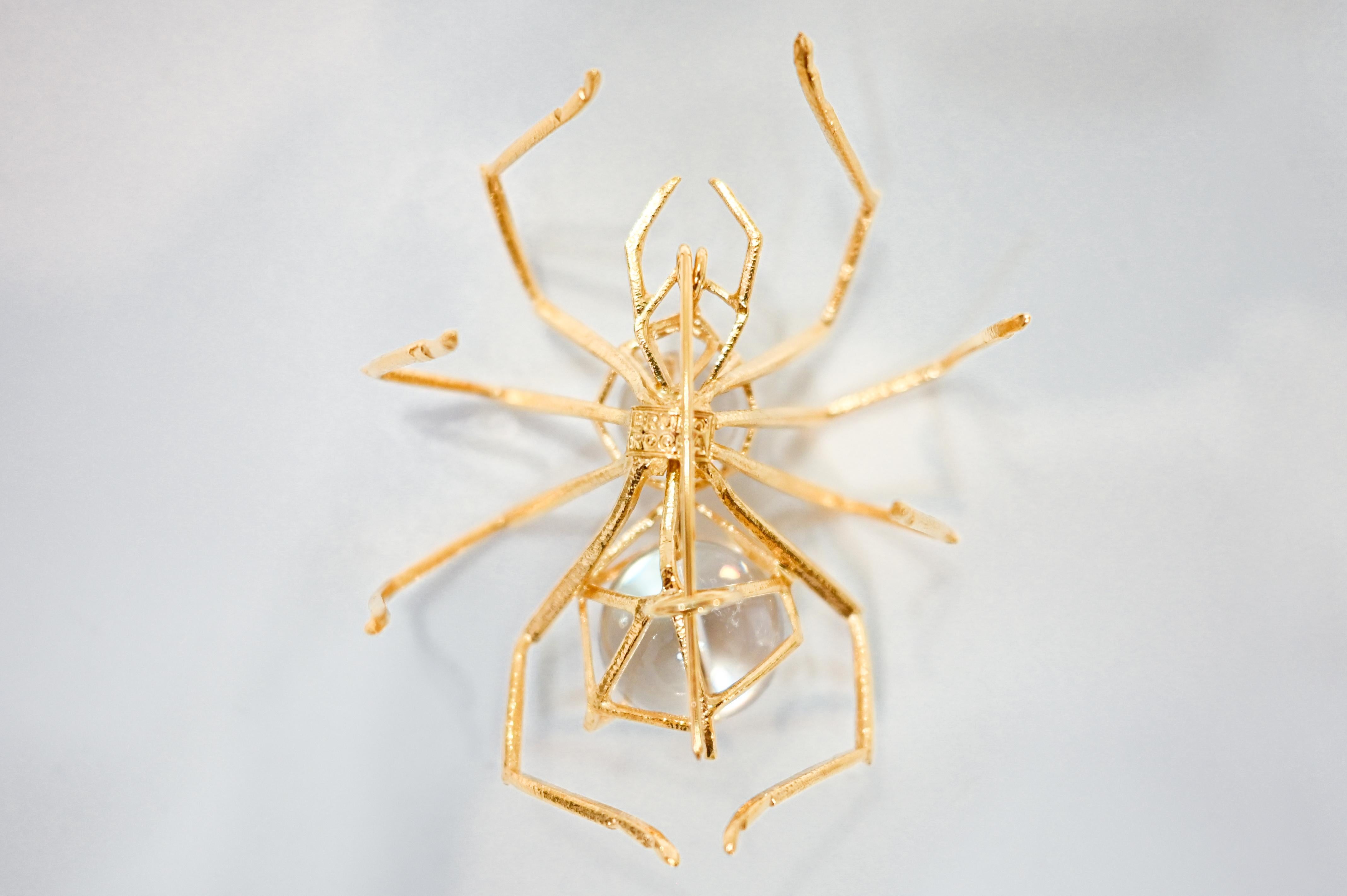 Vermeil and Glass Bead Spider Brooch In New Condition For Sale In Virginia Beach, VA