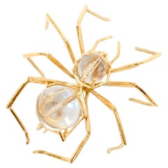 Vermeil and Glass Bead Spider Brooch