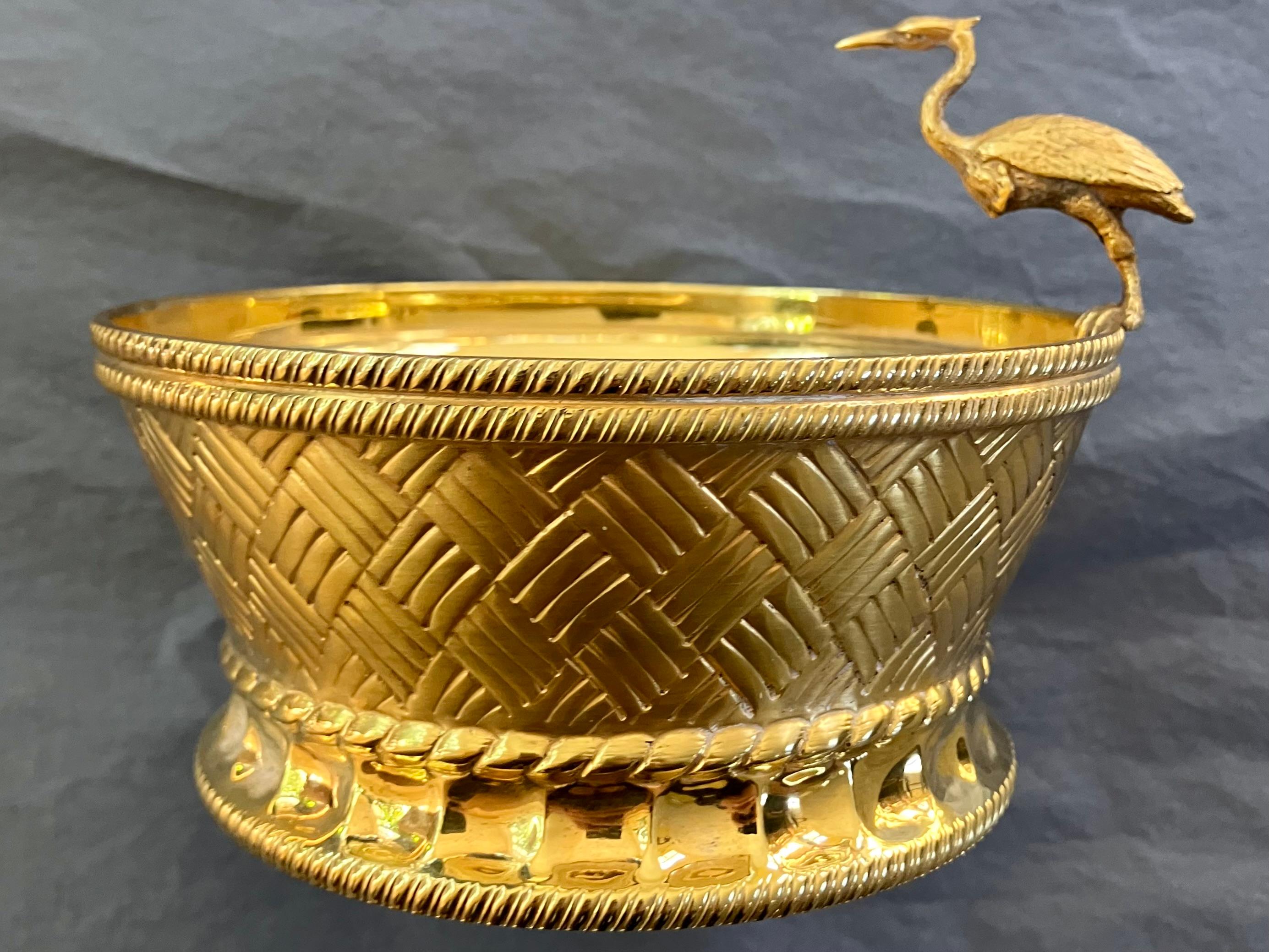 Mid-Century Modern Vermeil Heron Bowl For Sale